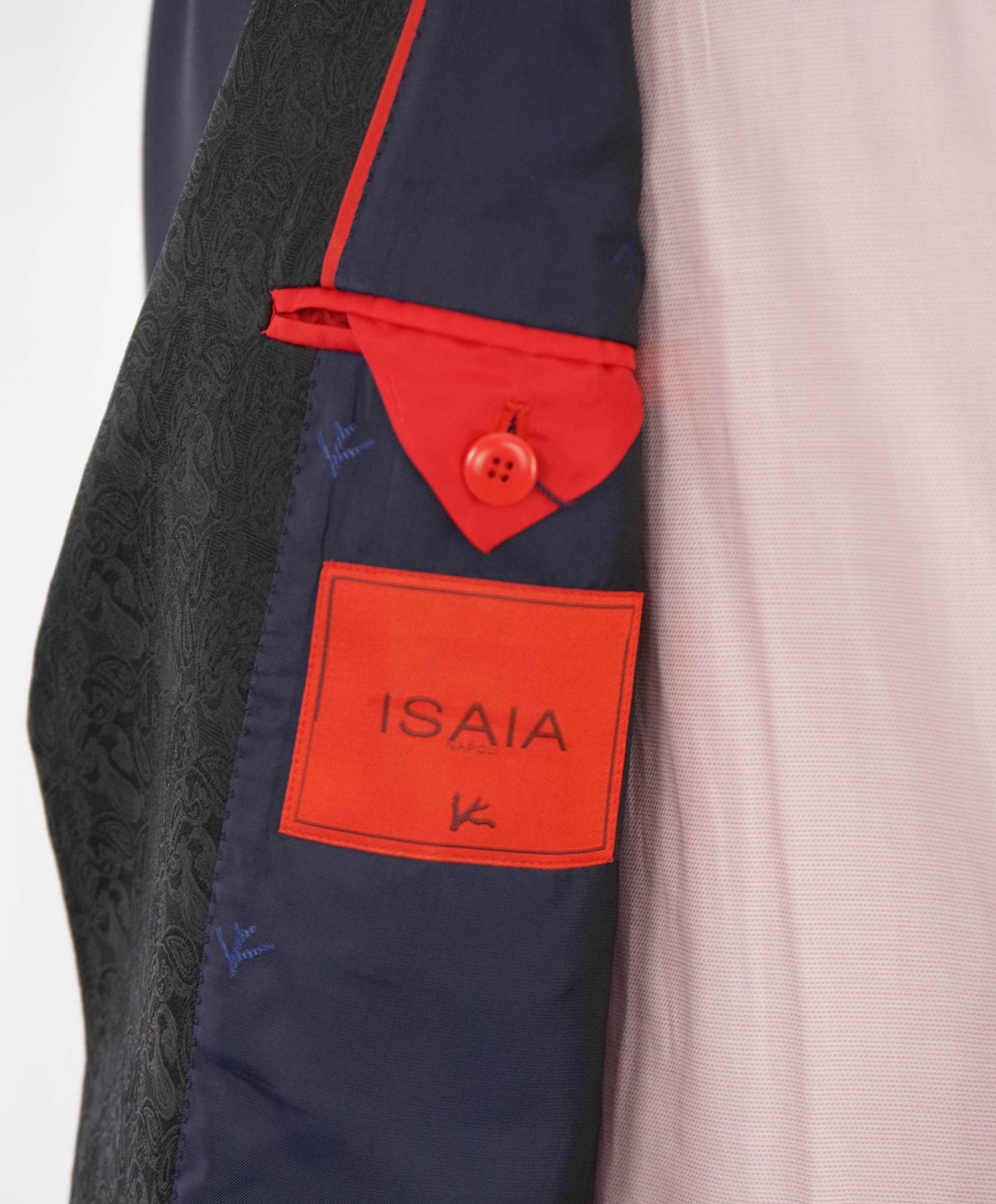 $5,995 ISAIA - "BARATHEA" Wool/Mohair PAISLEY PEAK LAPEL Navy Tuxedo - 46L