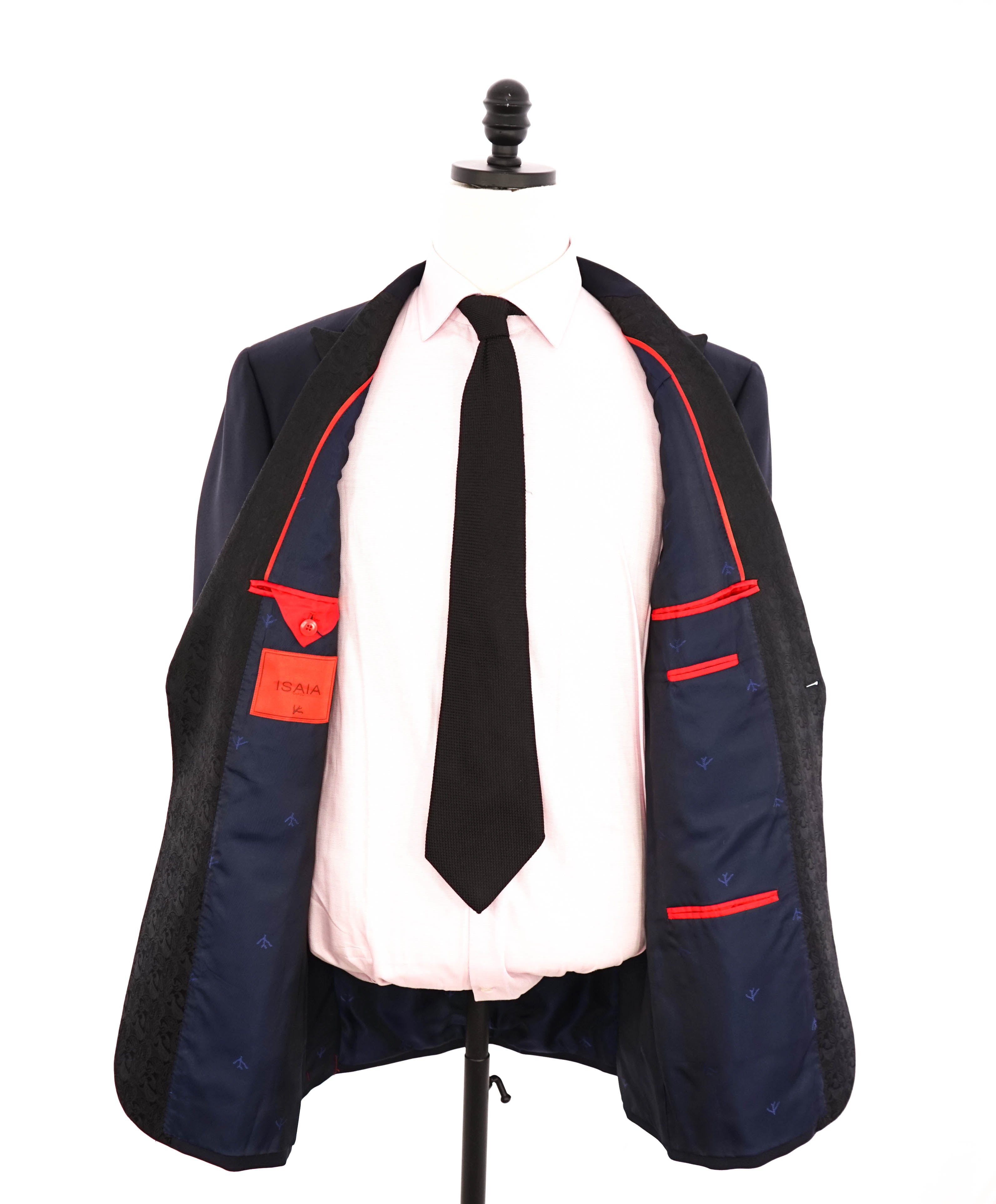 $5,995 ISAIA - "BARATHEA" Wool/Mohair PAISLEY PEAK LAPEL Navy Tuxedo - 46L