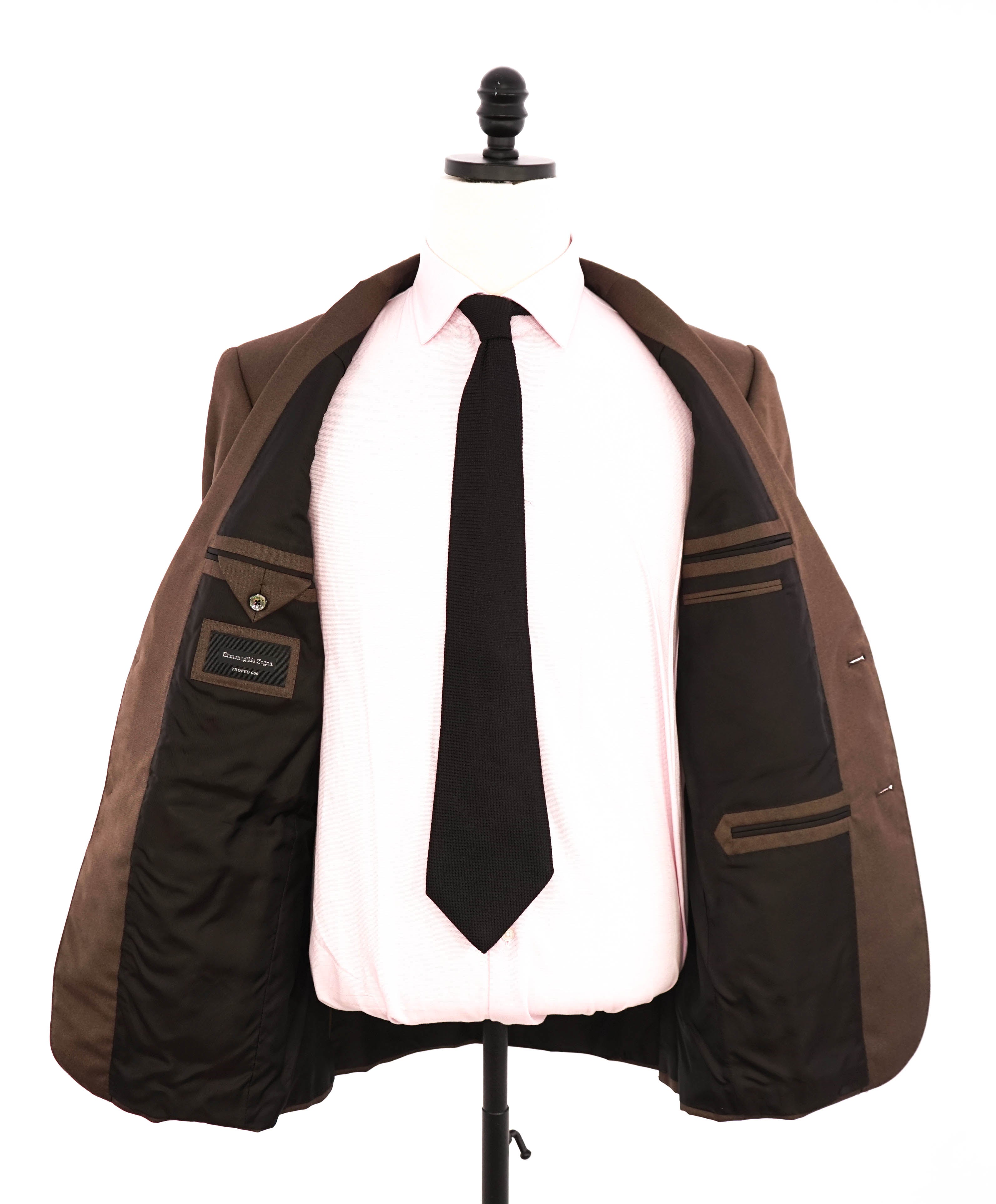 $3,995 ERMENEGILDO ZEGNA -"TROFEO 600" Medium Brown Silk Suit - 38R