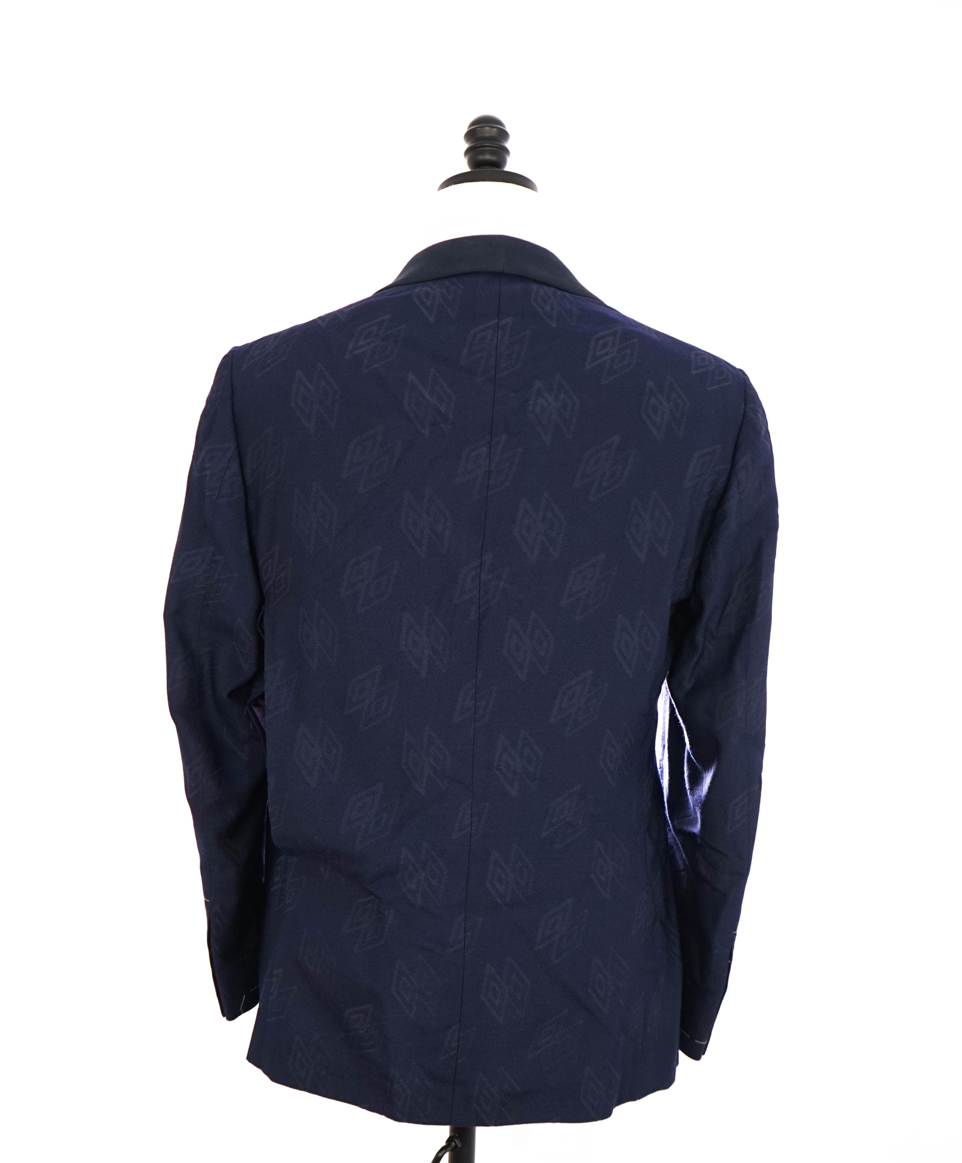$5,995 RALPH LAUREN PURPLE LABEL - Blue Diamond-Jacquard Single-Breasted - 40R
