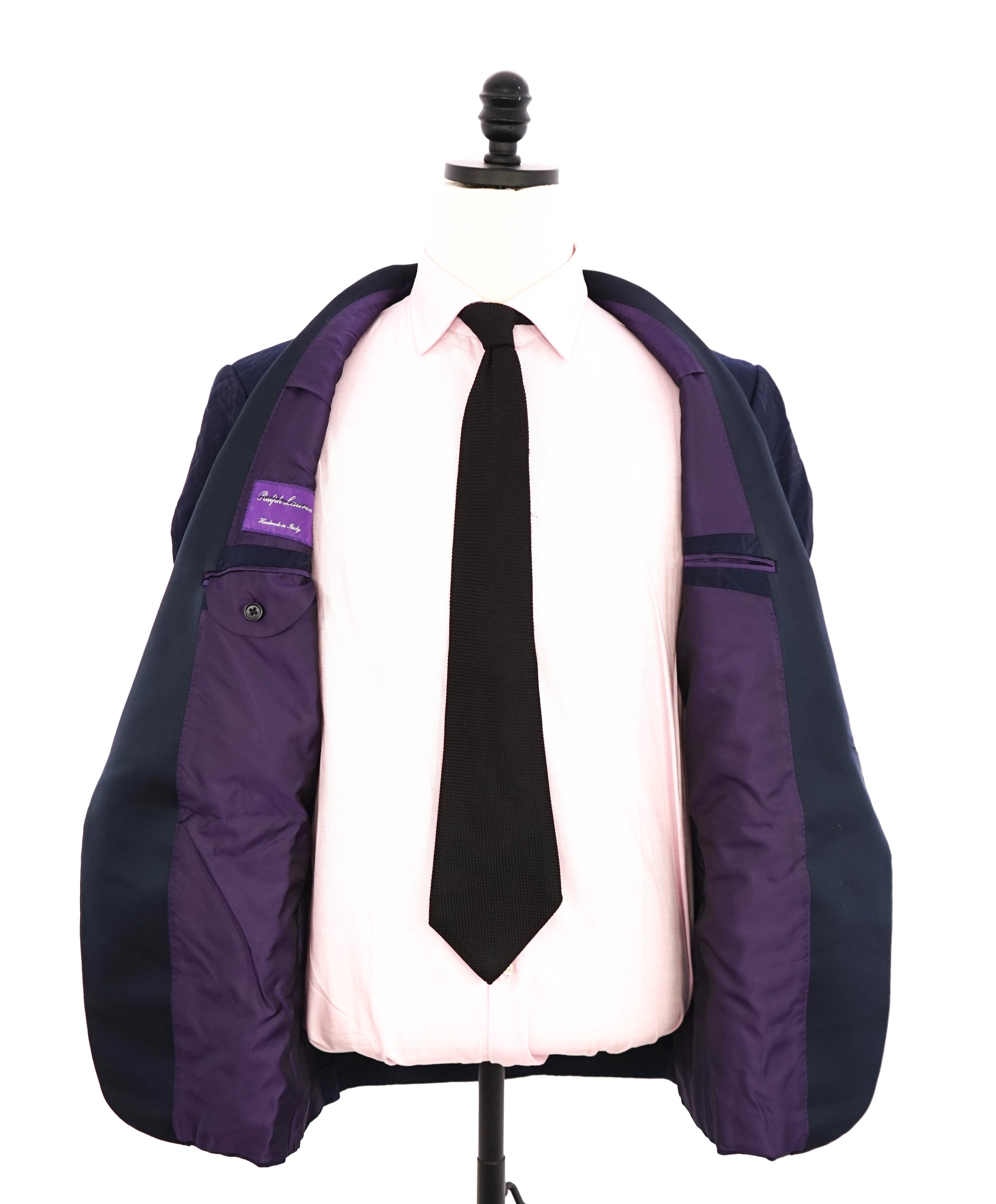 $5,995 RALPH LAUREN PURPLE LABEL - Blue Diamond-Jacquard Single-Breasted - 40R