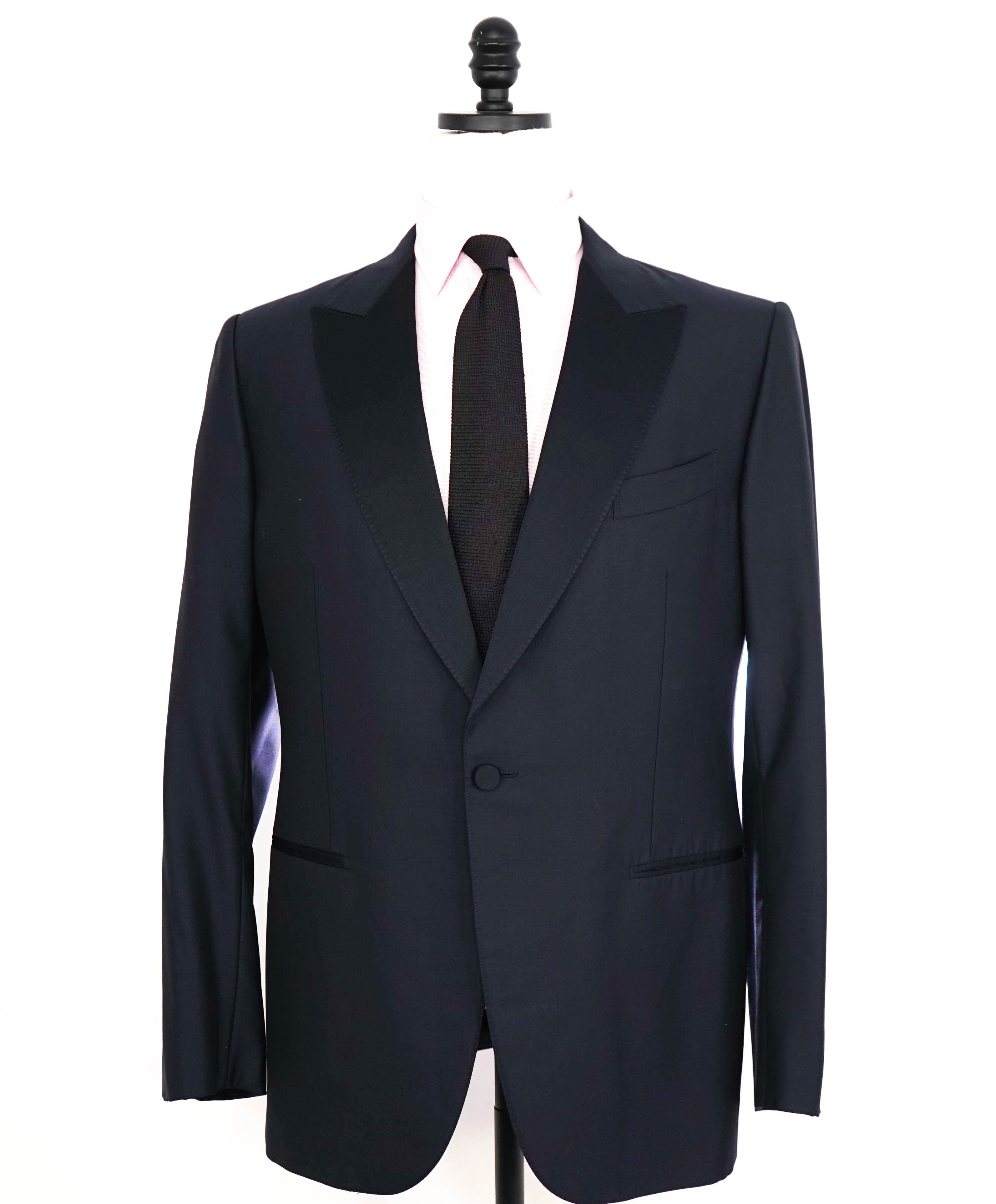 $5,995 ERMENEGILDO ZEGNA - "TROFEO 600" Wool/Silk Peak Lapel Navy Tuxedo - 44R
