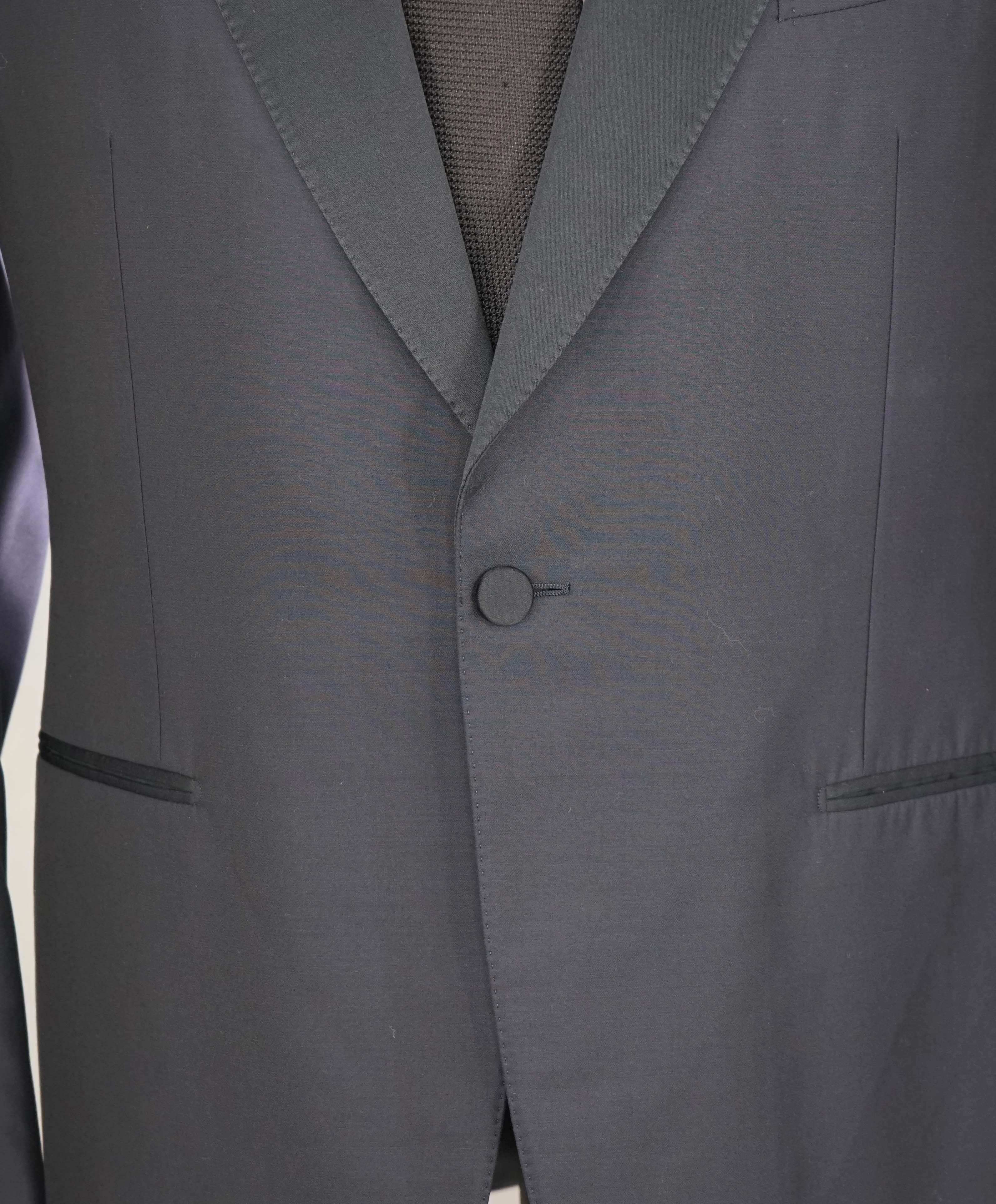 $5,995 ERMENEGILDO ZEGNA - "TROFEO 600" Wool/Silk Peak Lapel Navy Tuxedo - 44R