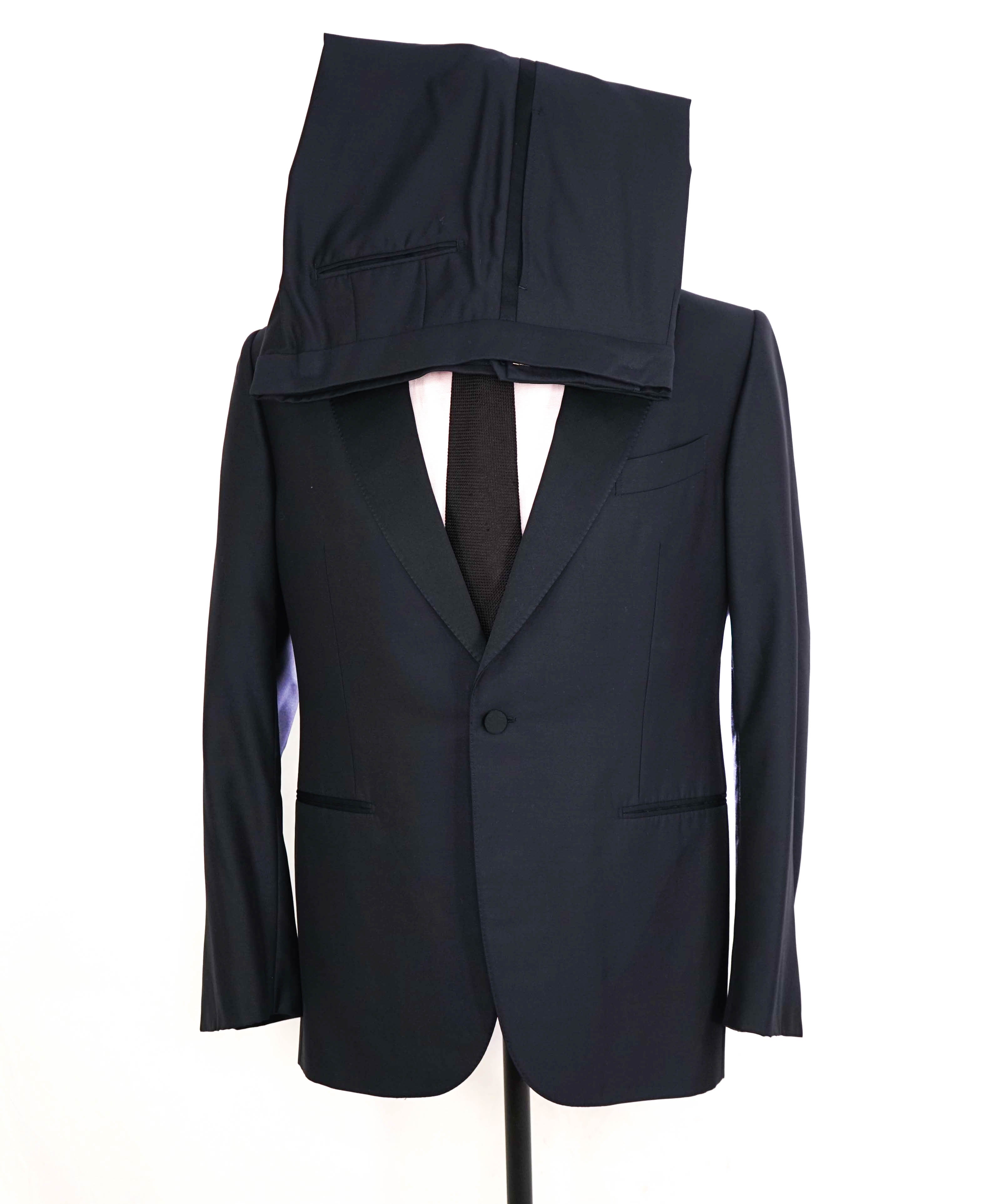 $5,995 ERMENEGILDO ZEGNA - "TROFEO 600" Wool/Silk Peak Lapel Navy Tuxedo - 44R