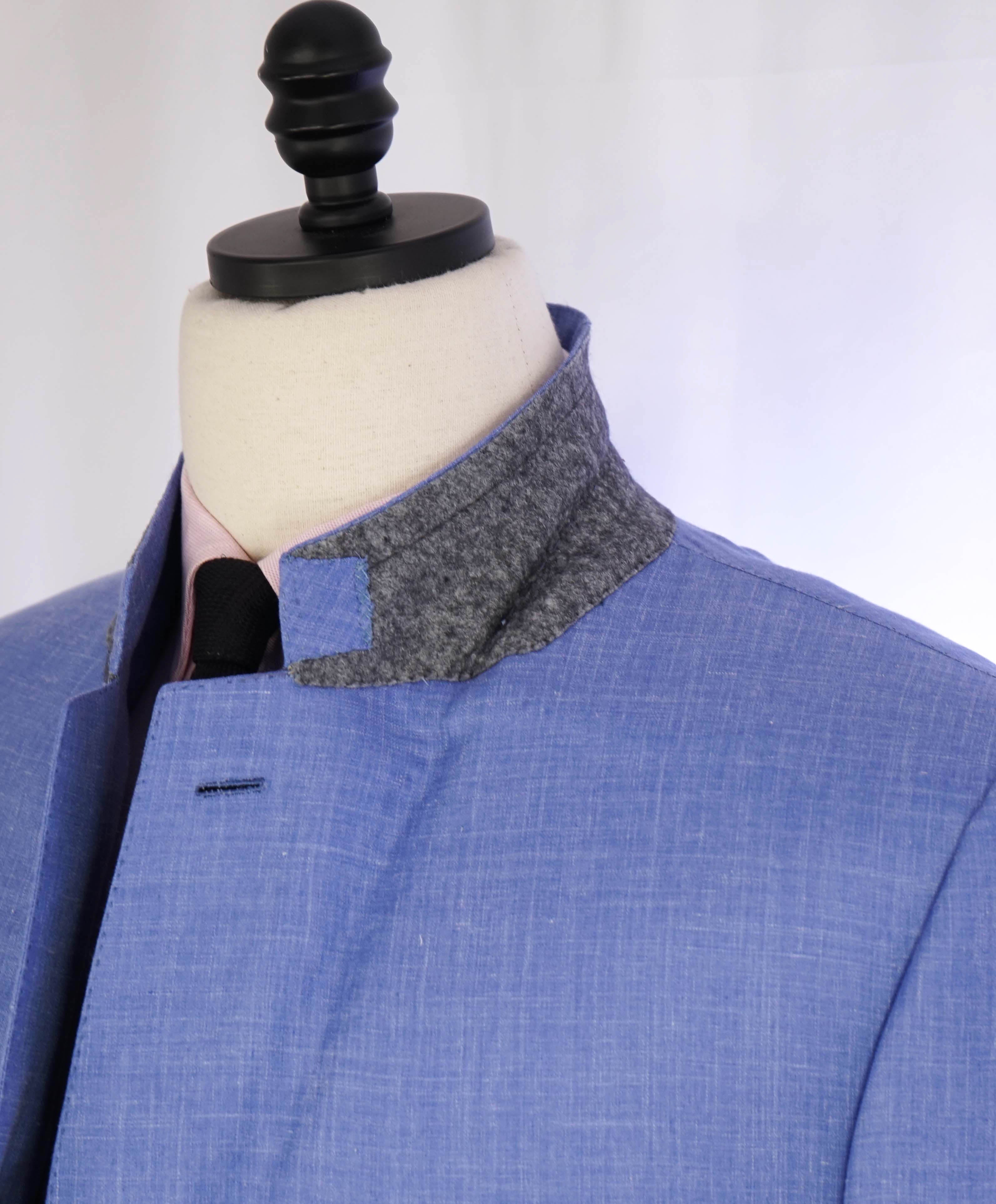 $4,800 BRIONI - Custom SILK/LINEN/CASHMERE Baby Blue Hand Made Italy Blazer - 48R US