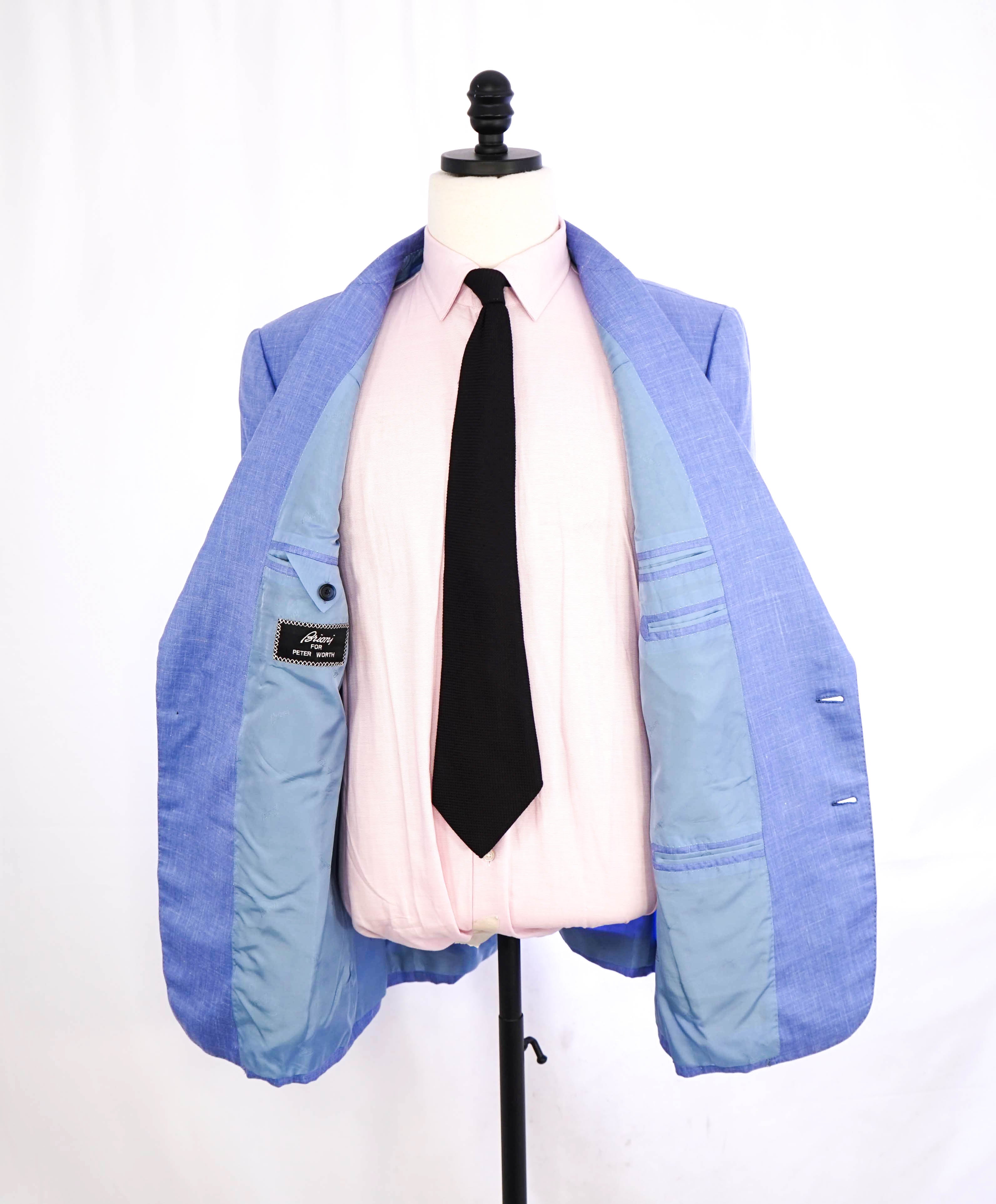 $4,800 BRIONI - Custom SILK/LINEN/CASHMERE Baby Blue Hand Made Italy Blazer - 48R US