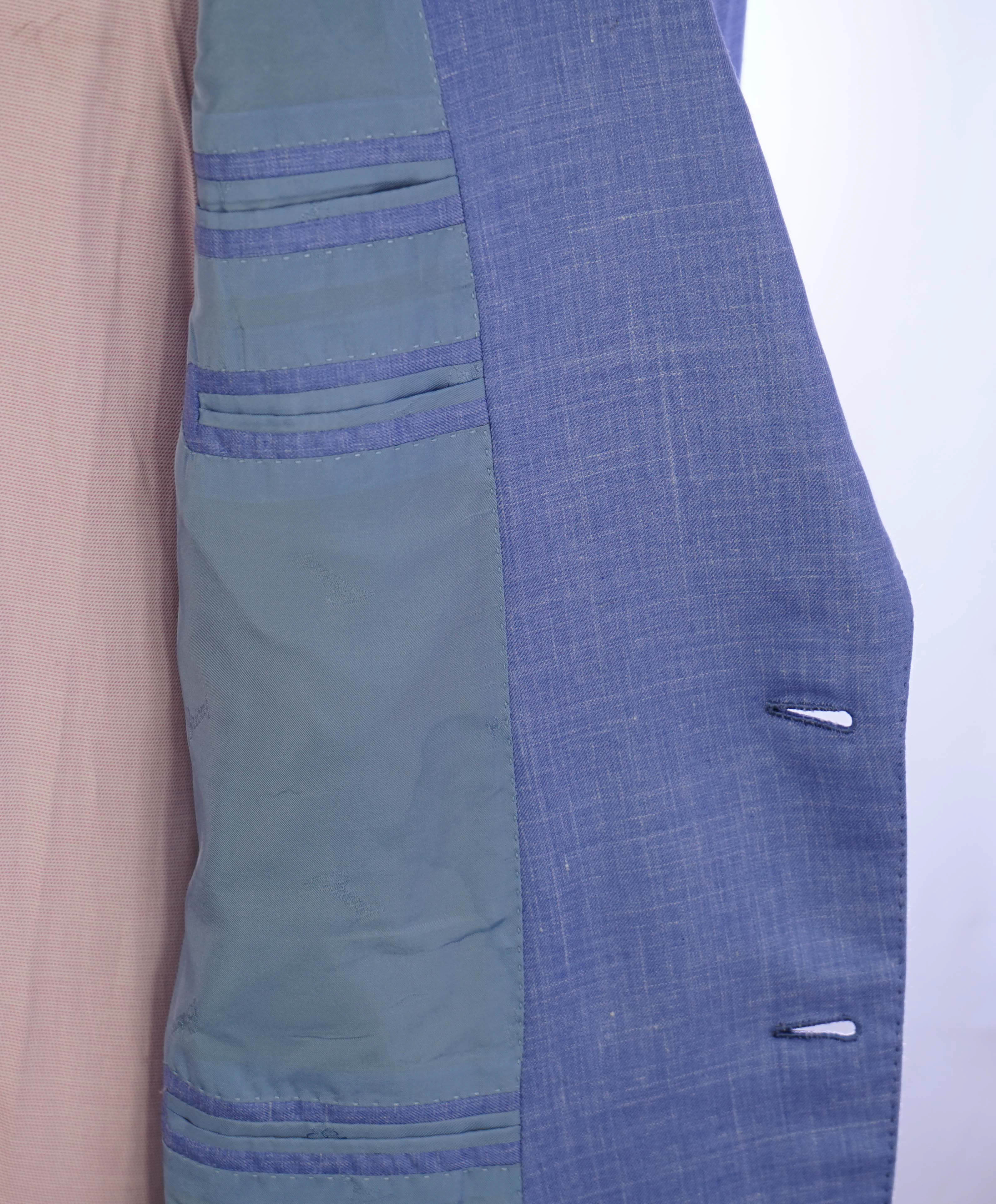 $4,800 BRIONI - Custom SILK/LINEN/CASHMERE Baby Blue Hand Made Italy Blazer - 48R US
