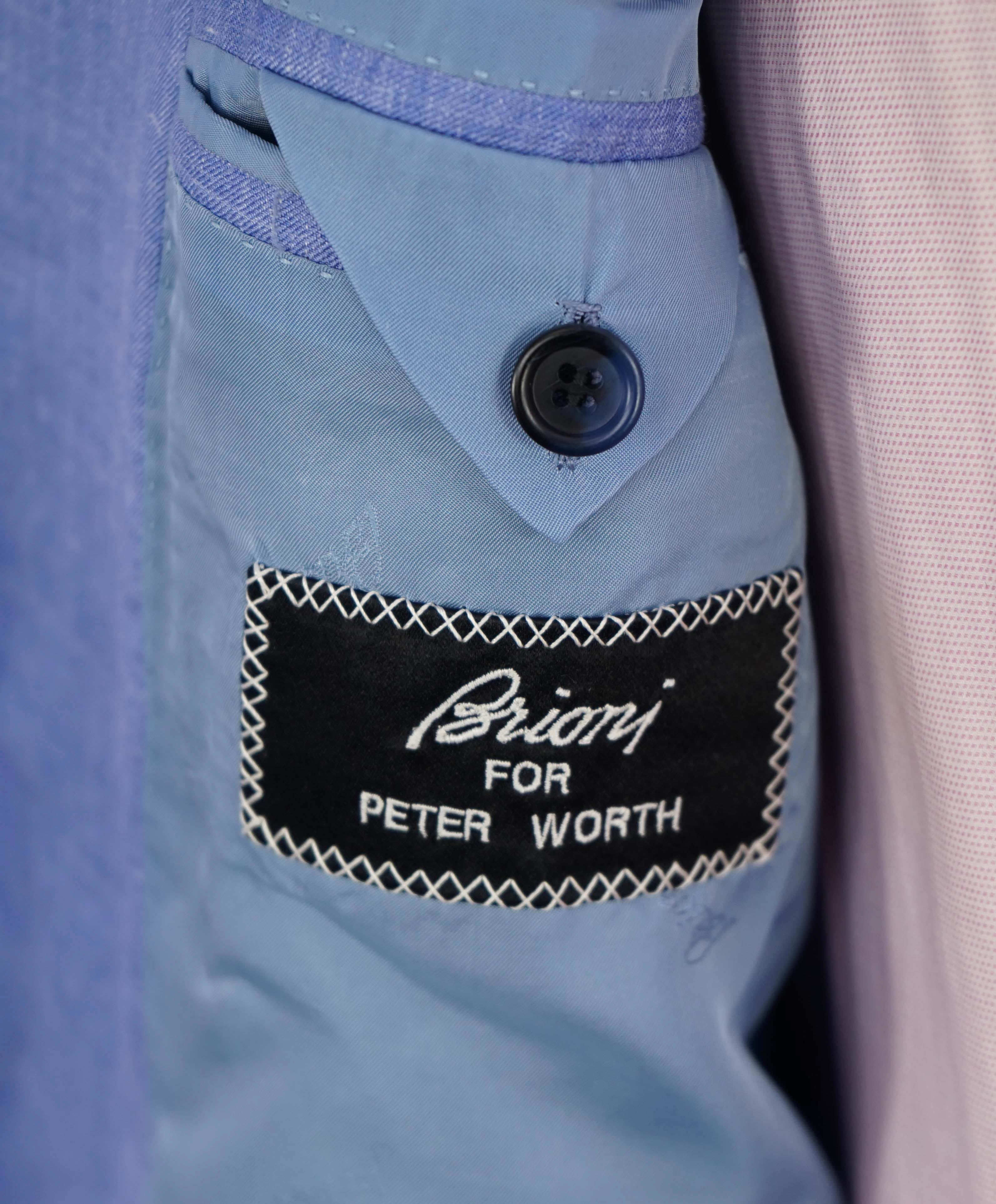 $4,800 BRIONI - Custom SILK/LINEN/CASHMERE Baby Blue Hand Made Italy Blazer - 48R US