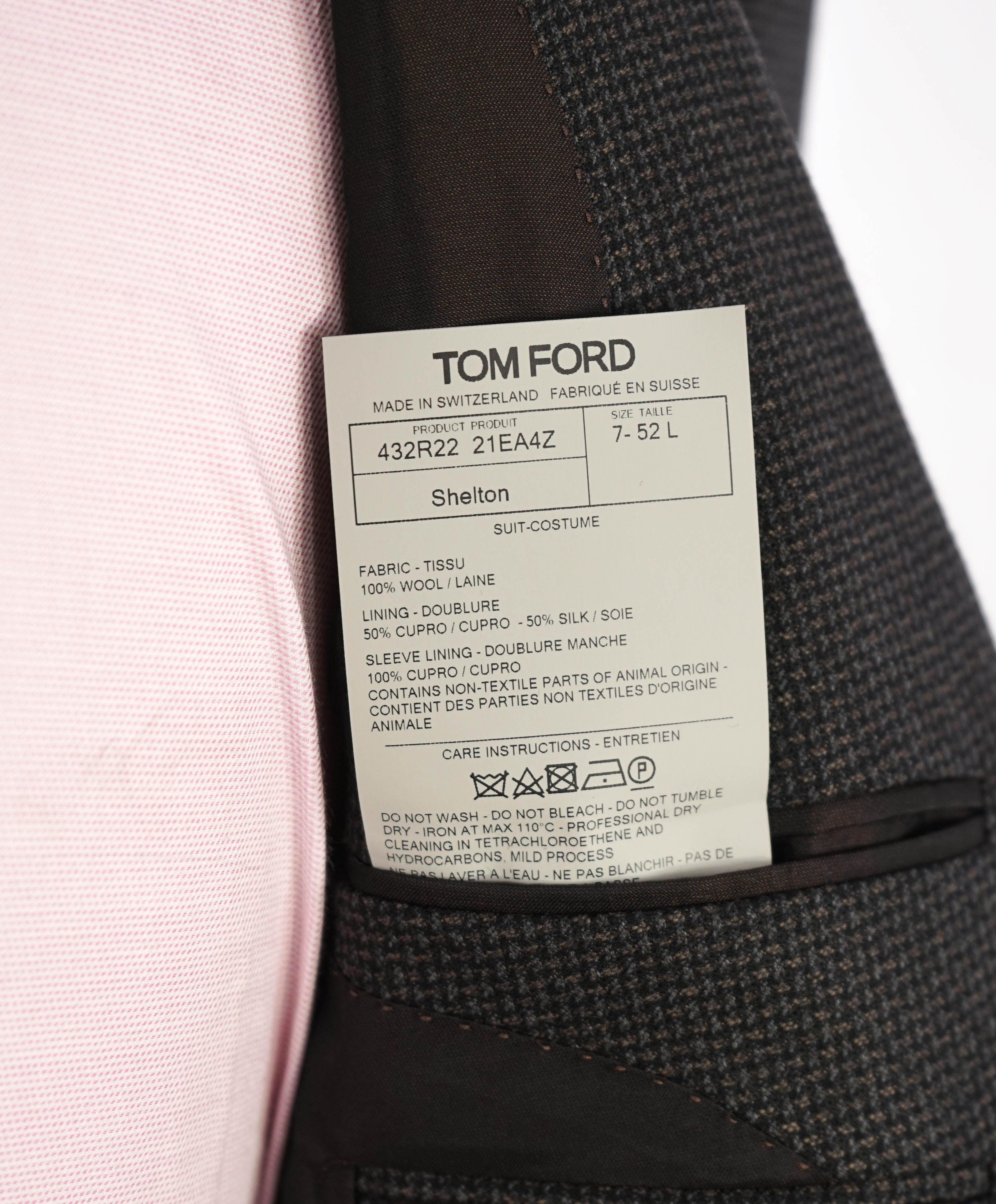 $5,970 TOM FORD - 2-Piece "SHELTON" WIDE NOTCH LAPEL Brown Check Suit - 42L (52EU)