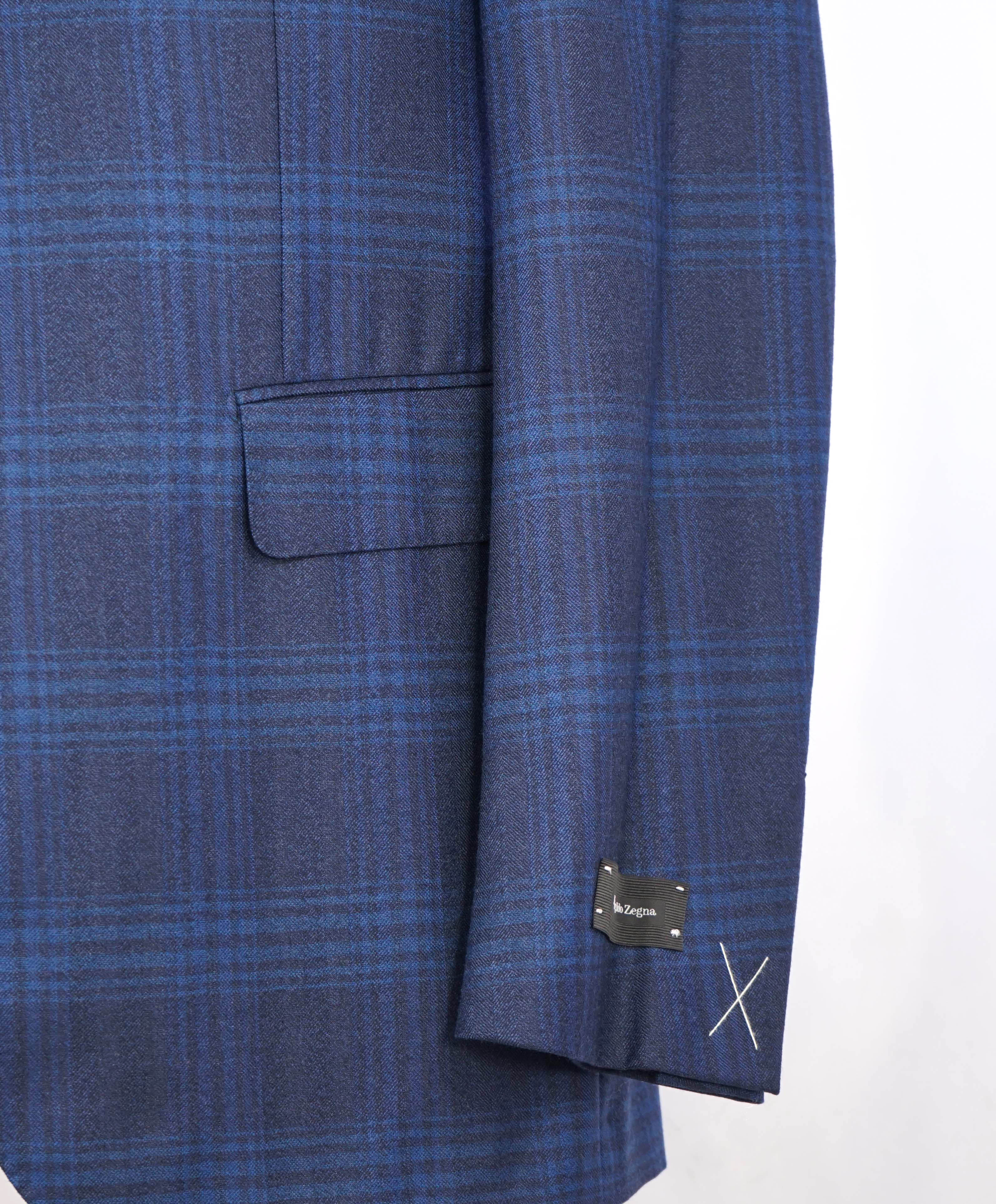 $3,250 ERMENEGILDO ZEGNA - Blue Plaid Check "MILA" Italy Wool Blazer - 42L