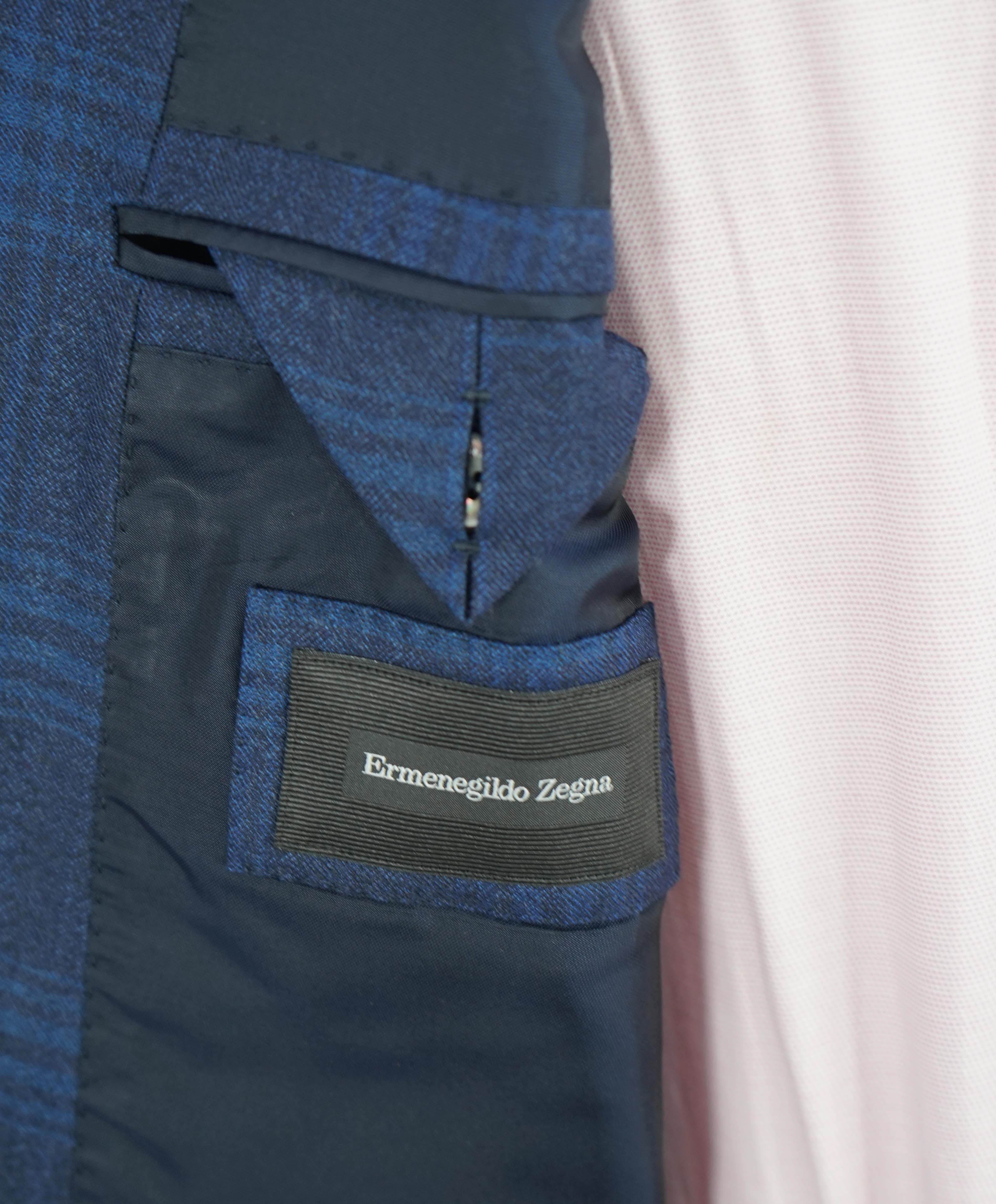 $3,250 ERMENEGILDO ZEGNA - Blue Plaid Check "MILA" Italy Wool Blazer - 42L