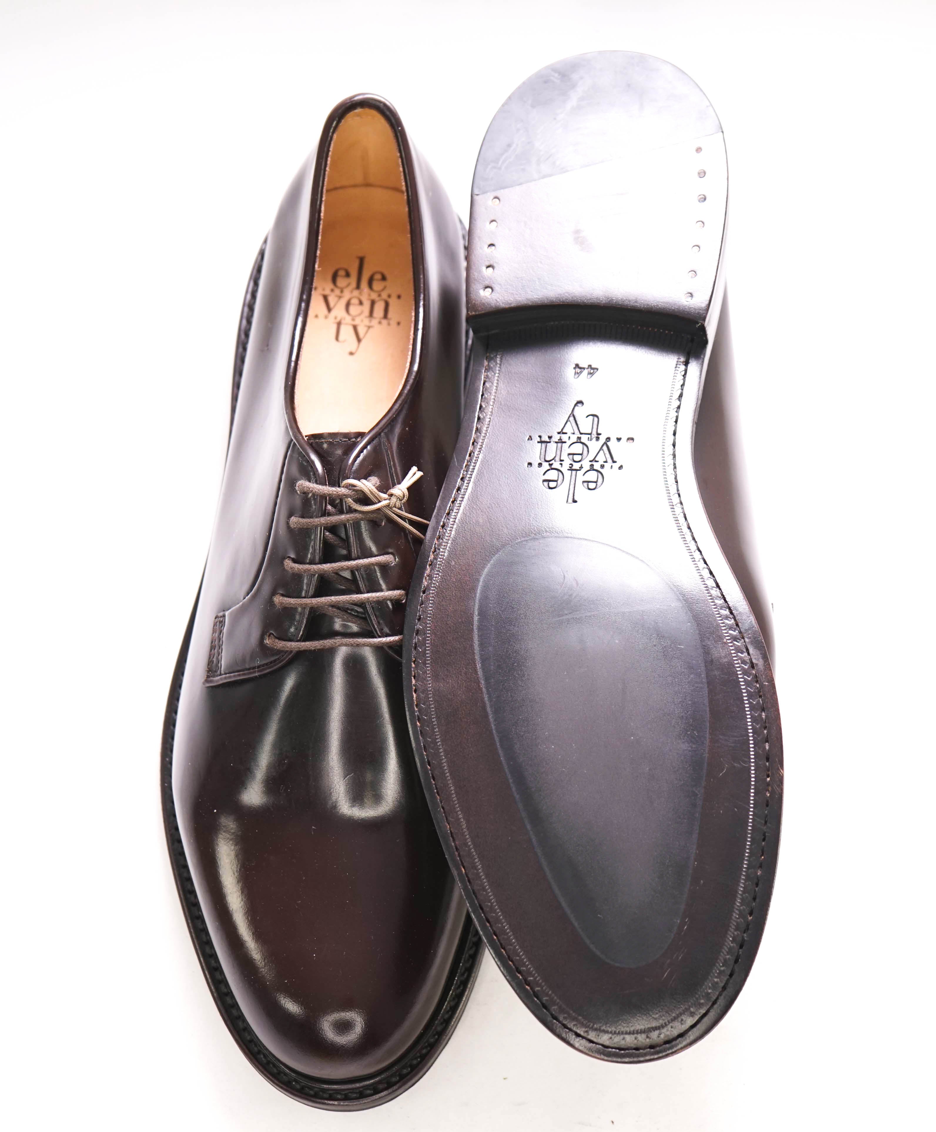 $895 ELEVENTY - Brown Derby Brunello Dress Shoes High Gloss - 11 US (44EU)
