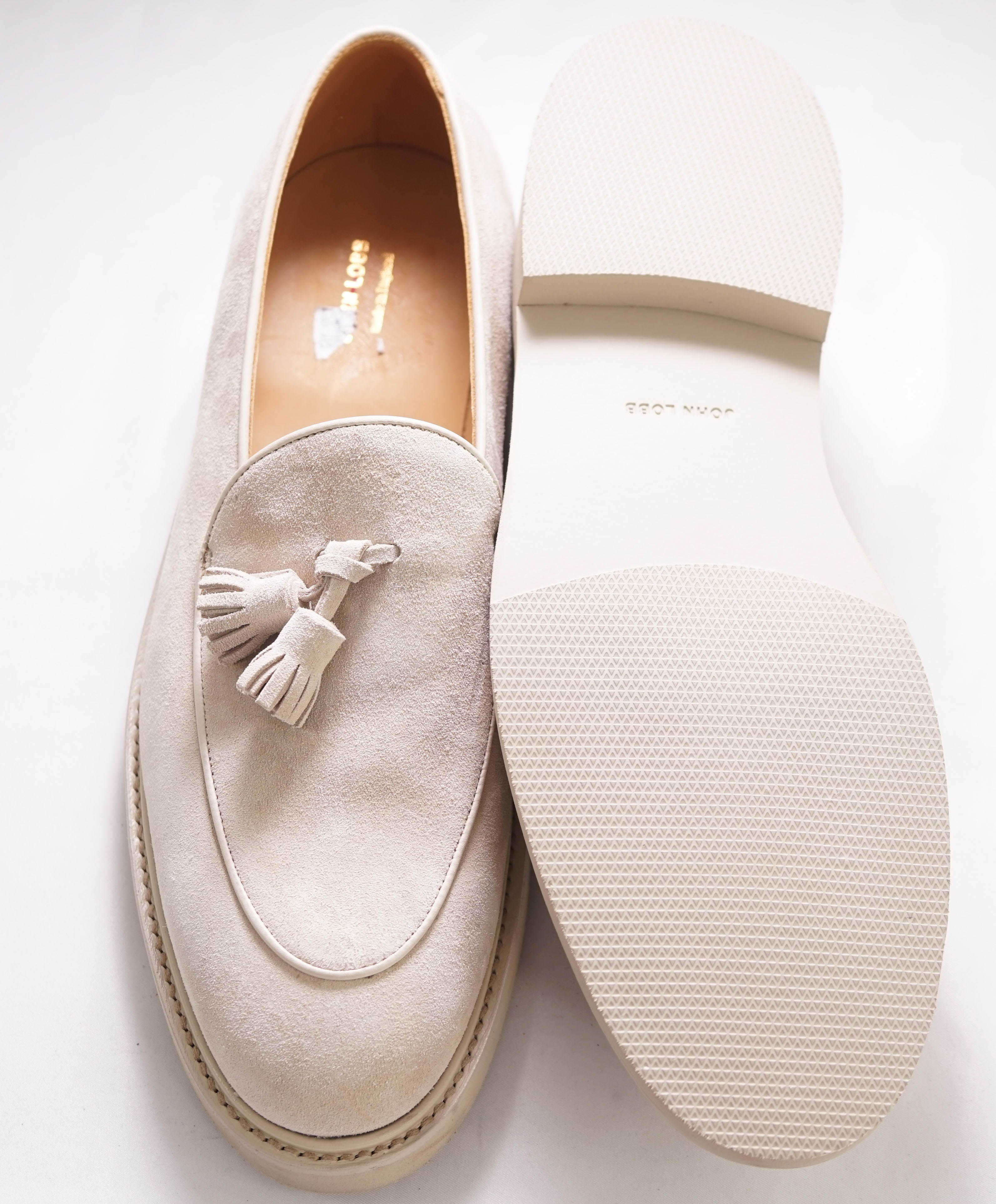 $1,730 JOHN LOBB - "EDMOND" Sand Suede Tassel Loafers - 11 US (10 EU)