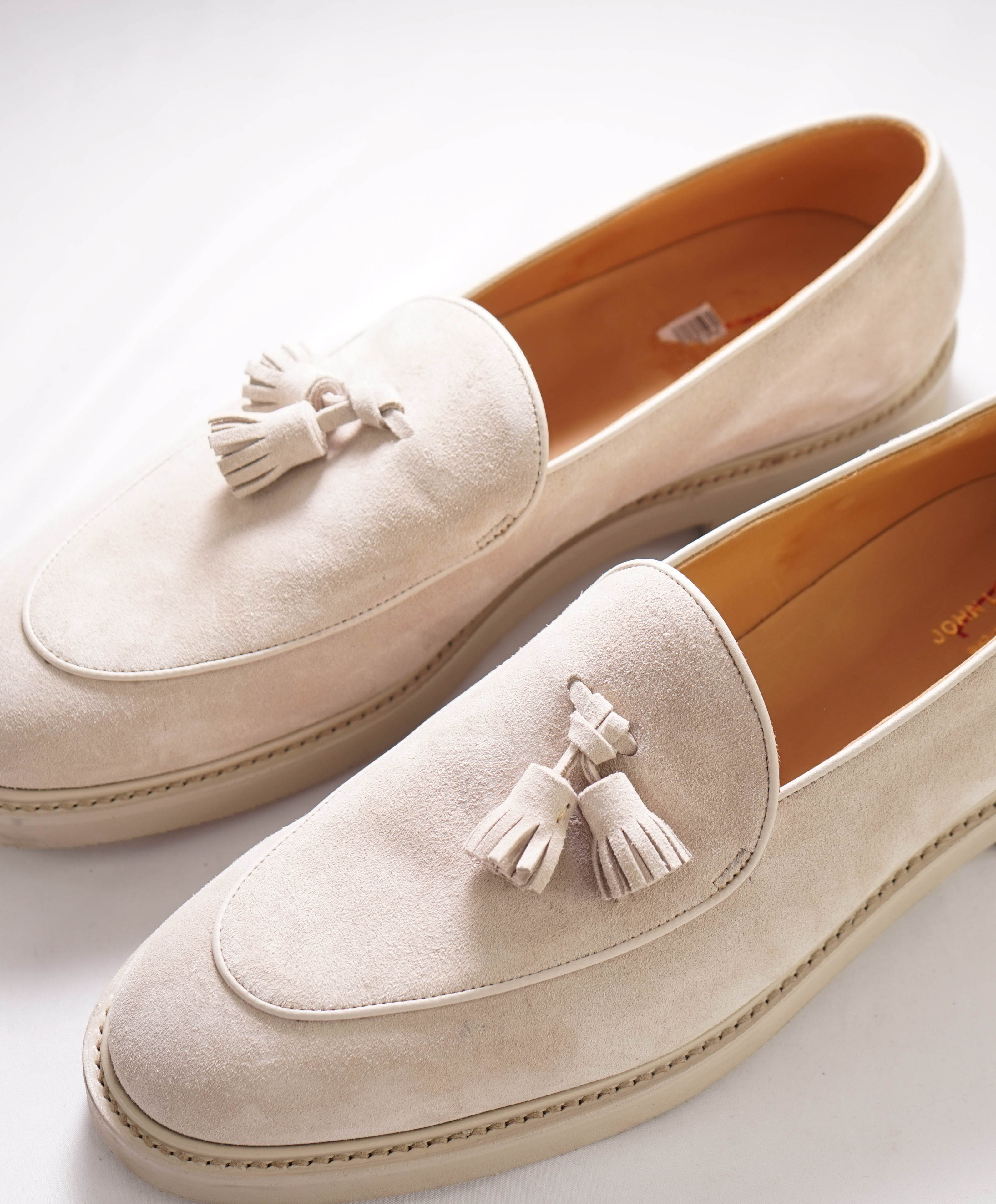 $1,730 JOHN LOBB - "EDMOND" Sand Suede Tassel Loafers - 11 US (10 EU)