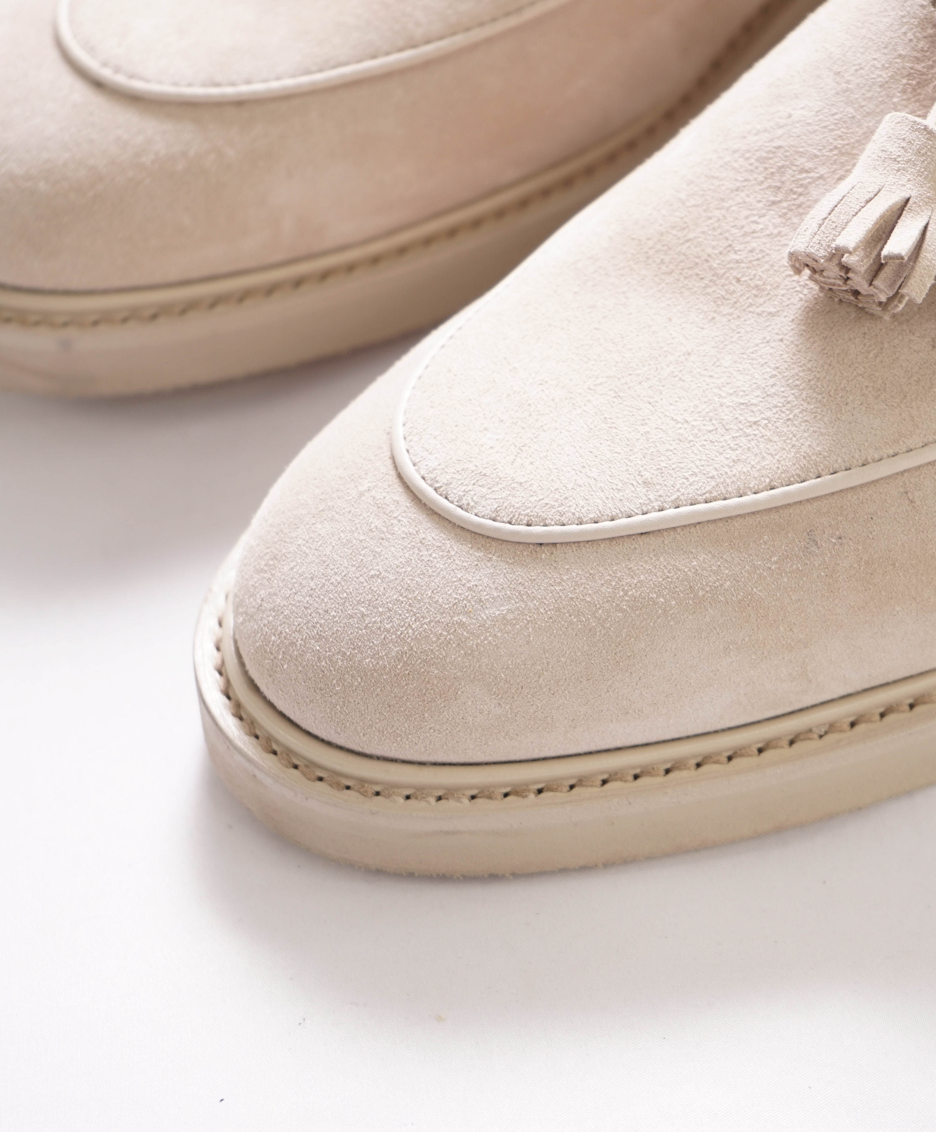 $1,730 JOHN LOBB - "EDMOND" Sand Suede Tassel Loafers - 11 US (10 EU)