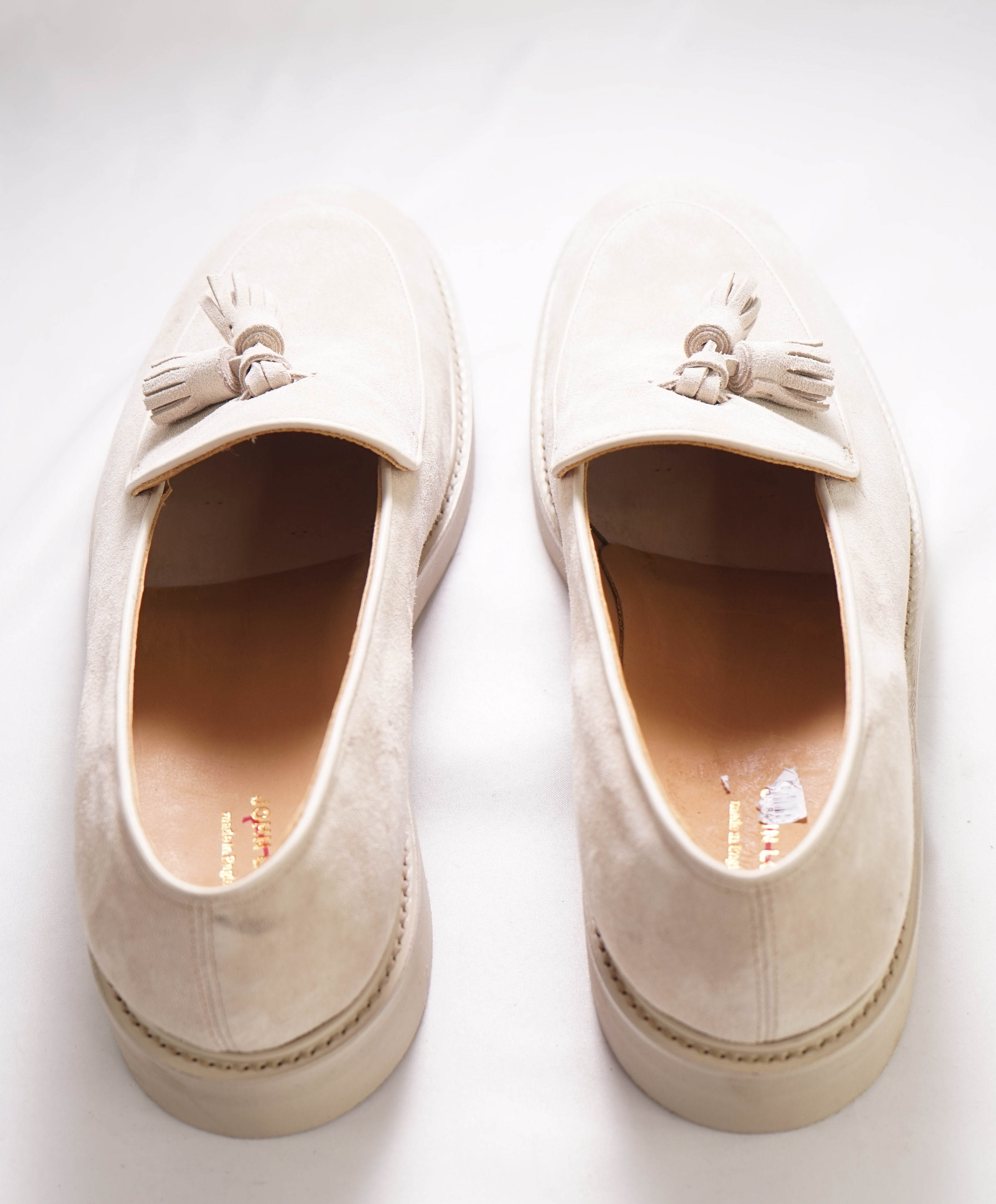 $1,730 JOHN LOBB - "EDMOND" Sand Suede Tassel Loafers - 11 US (10 EU)