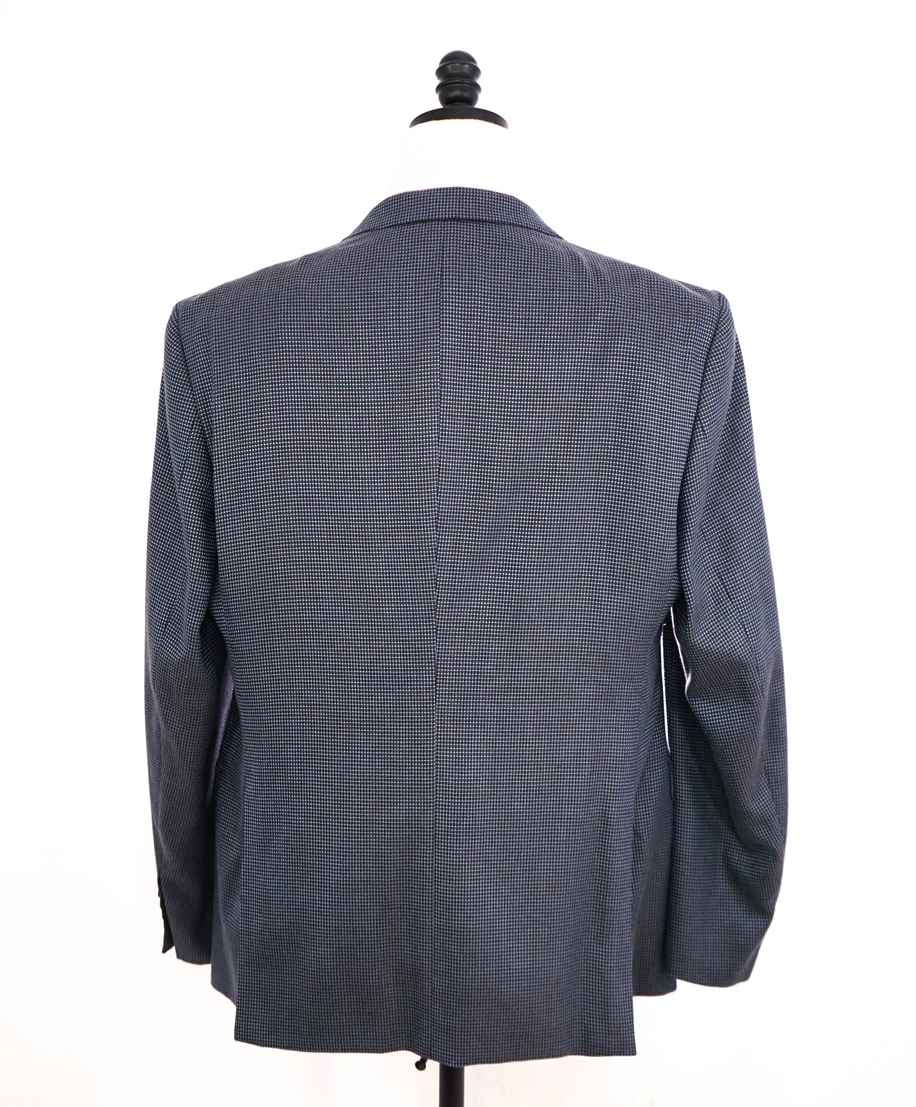 $1,495 ARMANI COLLEZIONI - "M Line" Blue Micro Check Jacket Blazer - 46R
