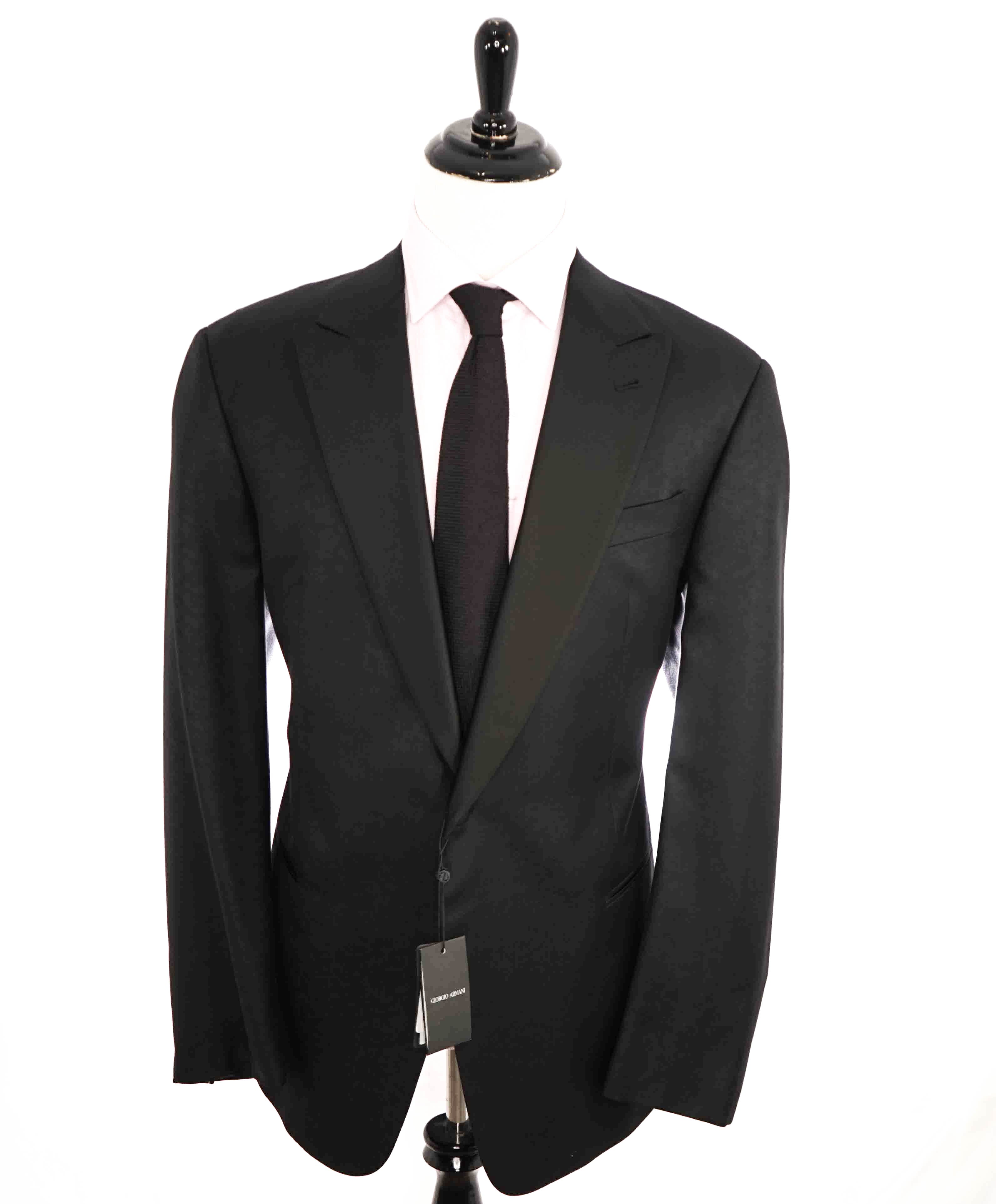 $3,995 GIORGIO ARMANI - Black Textured Tuxedo Jacket W Dinner Pants - 48L