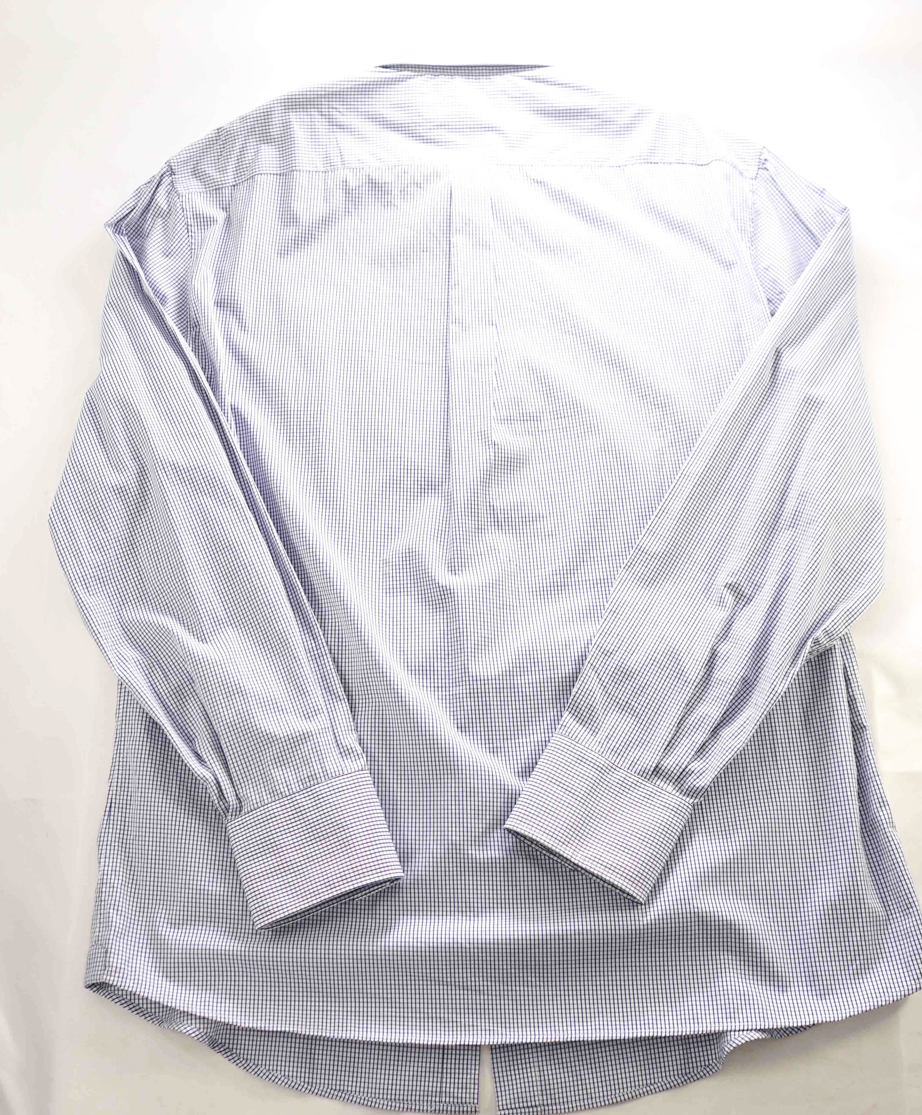 $795 BRUNELLO CUCINELLI - "BASIC FIT" Blue Gingham Micro Check Shirt - XL