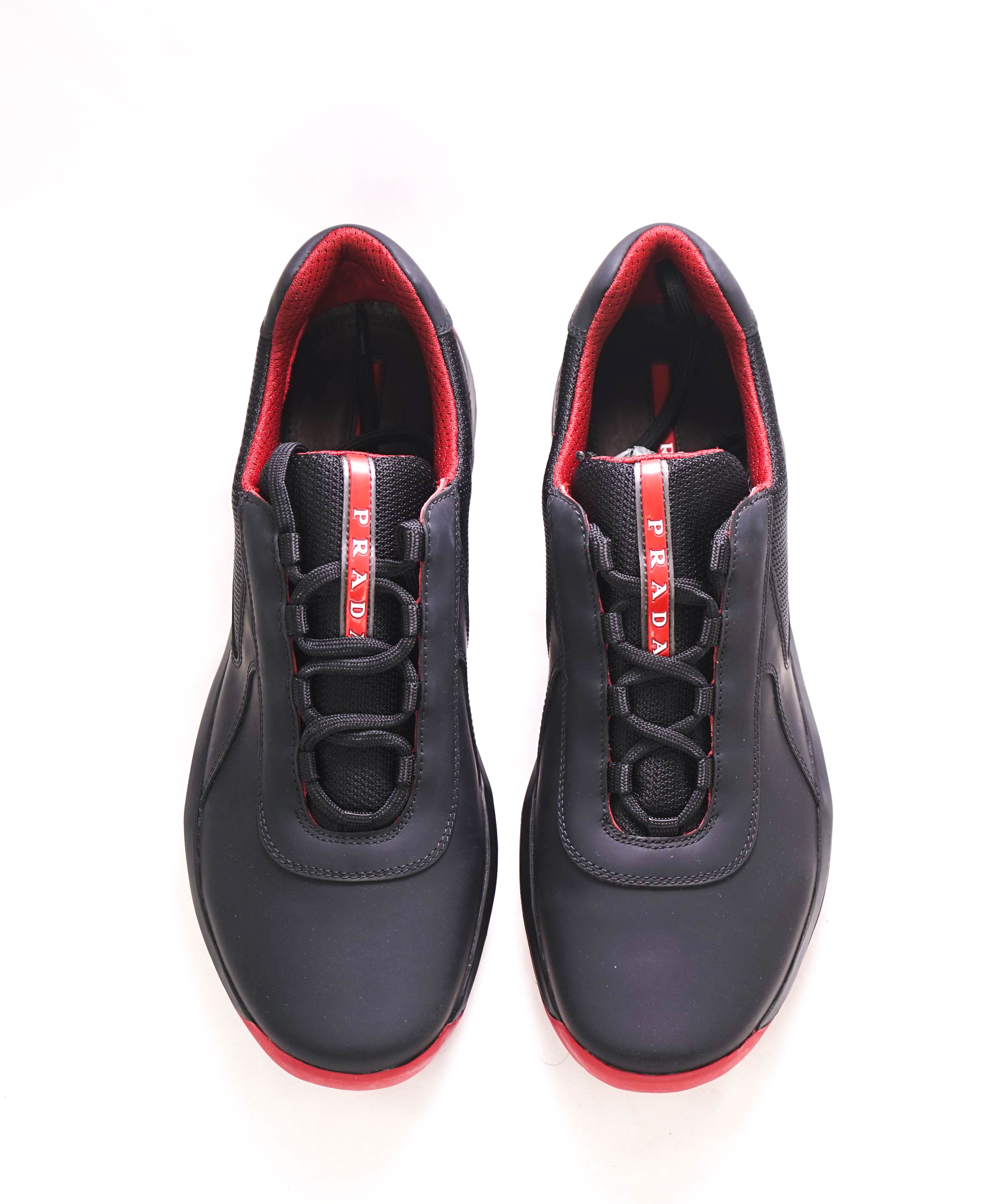 $895 PRADA - "PUNTA ALA" *LINEA ROSSA* Black/Red Sneaker - 12 US (11 Prada)
