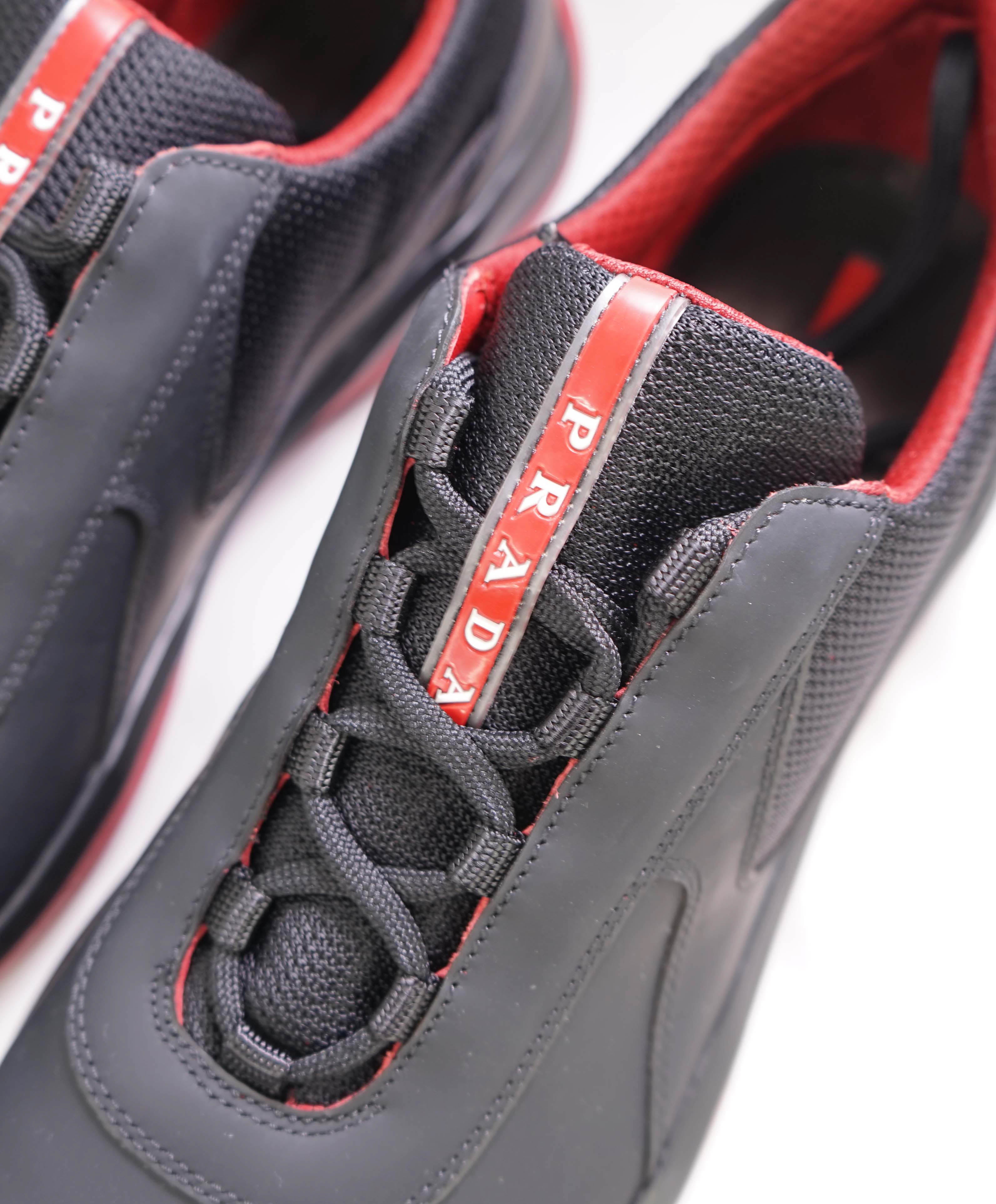 $895 PRADA - "PUNTA ALA" *LINEA ROSSA* Black/Red Sneaker - 12 US (11 Prada)