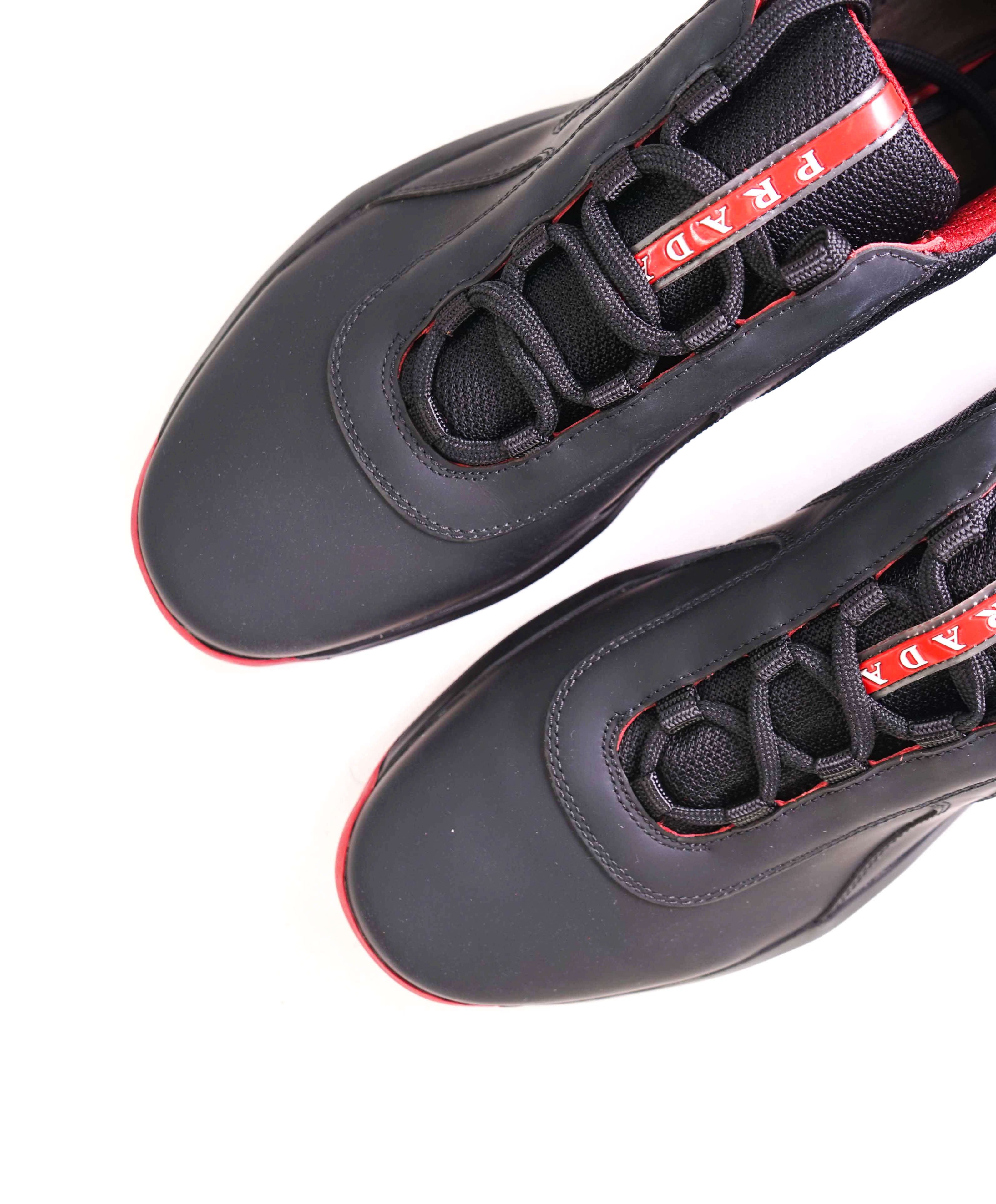 $895 PRADA - "PUNTA ALA" *LINEA ROSSA* Black/Red Sneaker - 12 US (11 Prada)