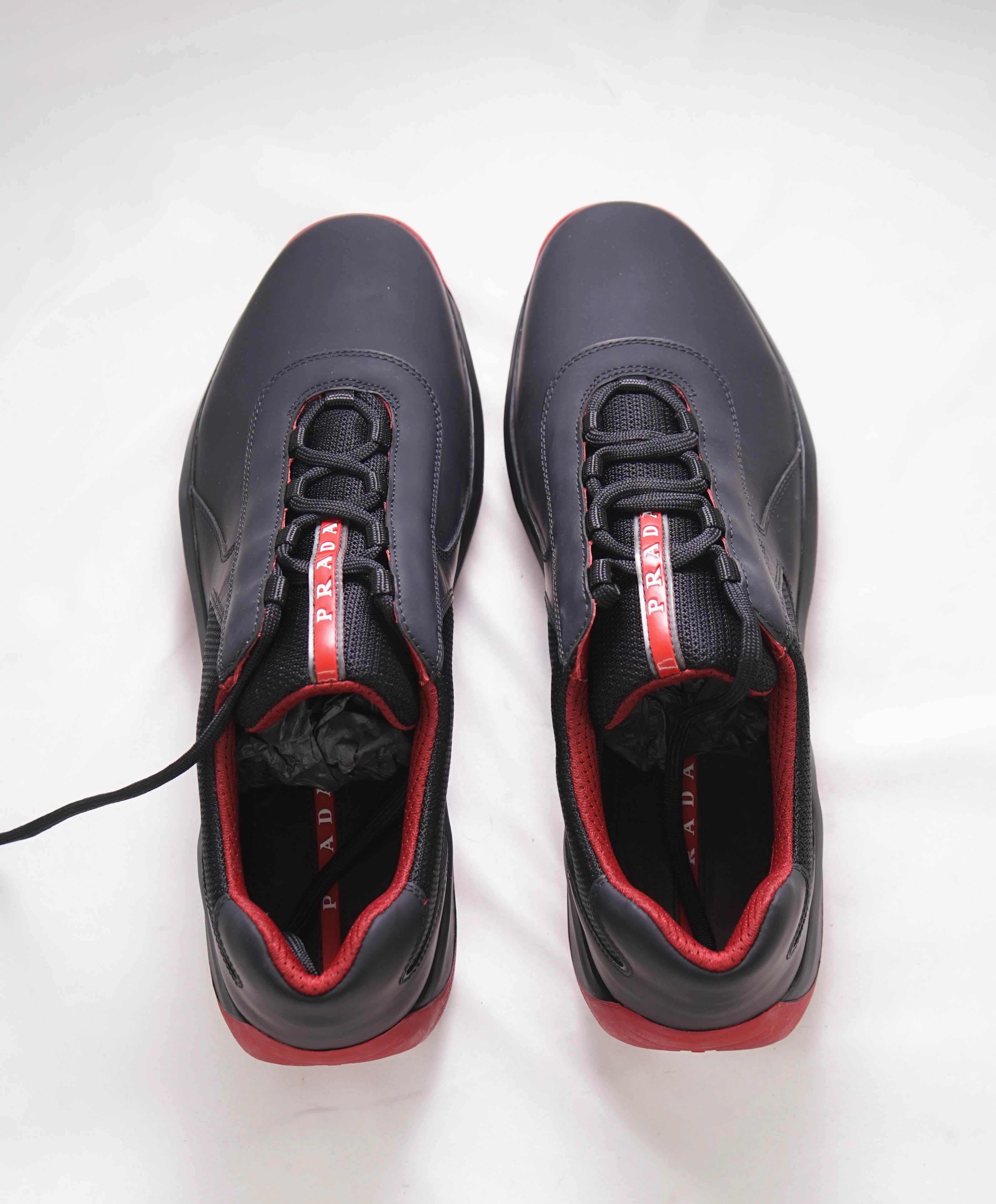 $895 PRADA - "PUNTA ALA" *LINEA ROSSA* Black/Red Sneaker - 12 US (11 Prada)