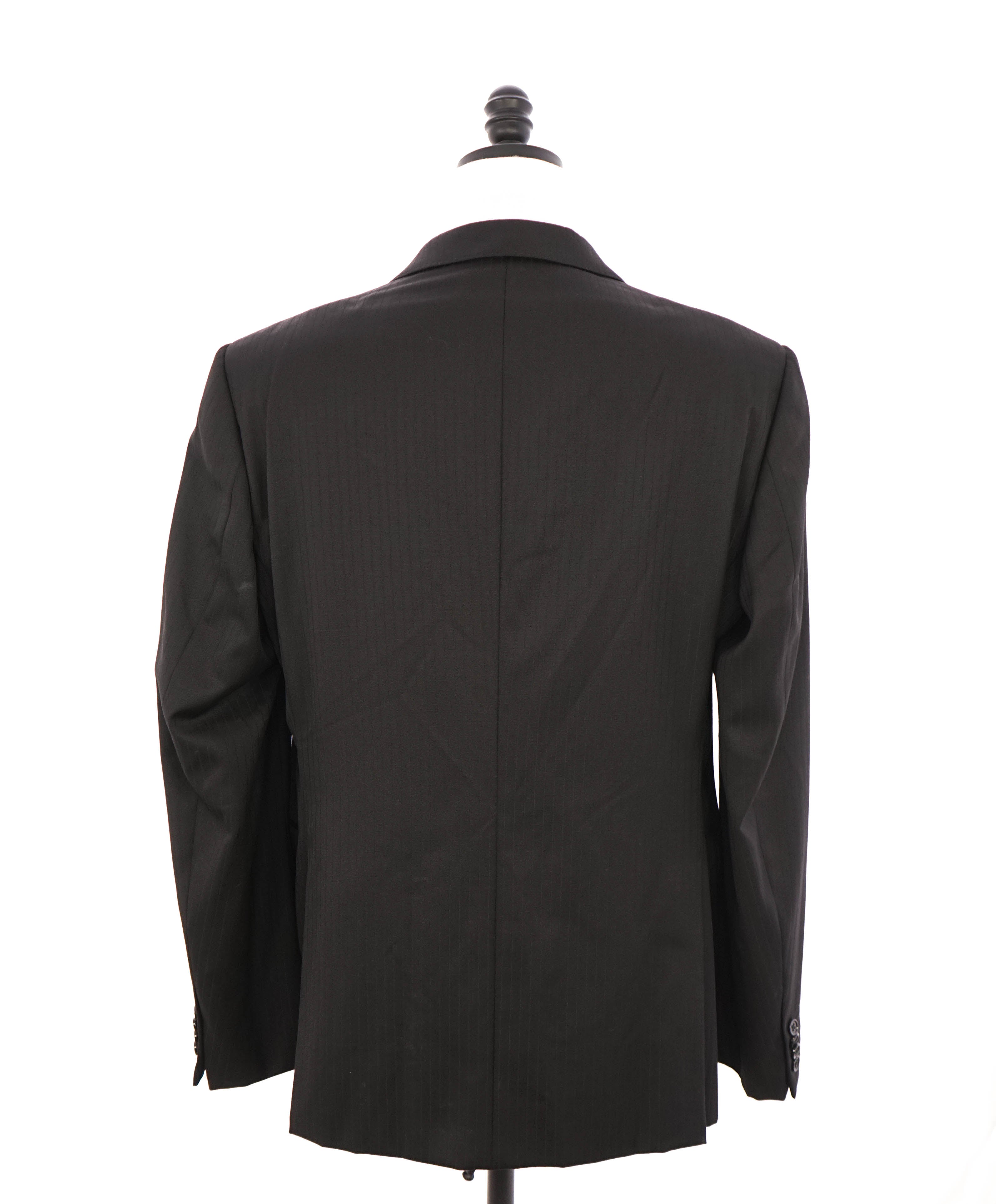 ARMANI COLLEZIONI - “M Line” PEAK Lapel Black Tonal Stripe Suit - 46R