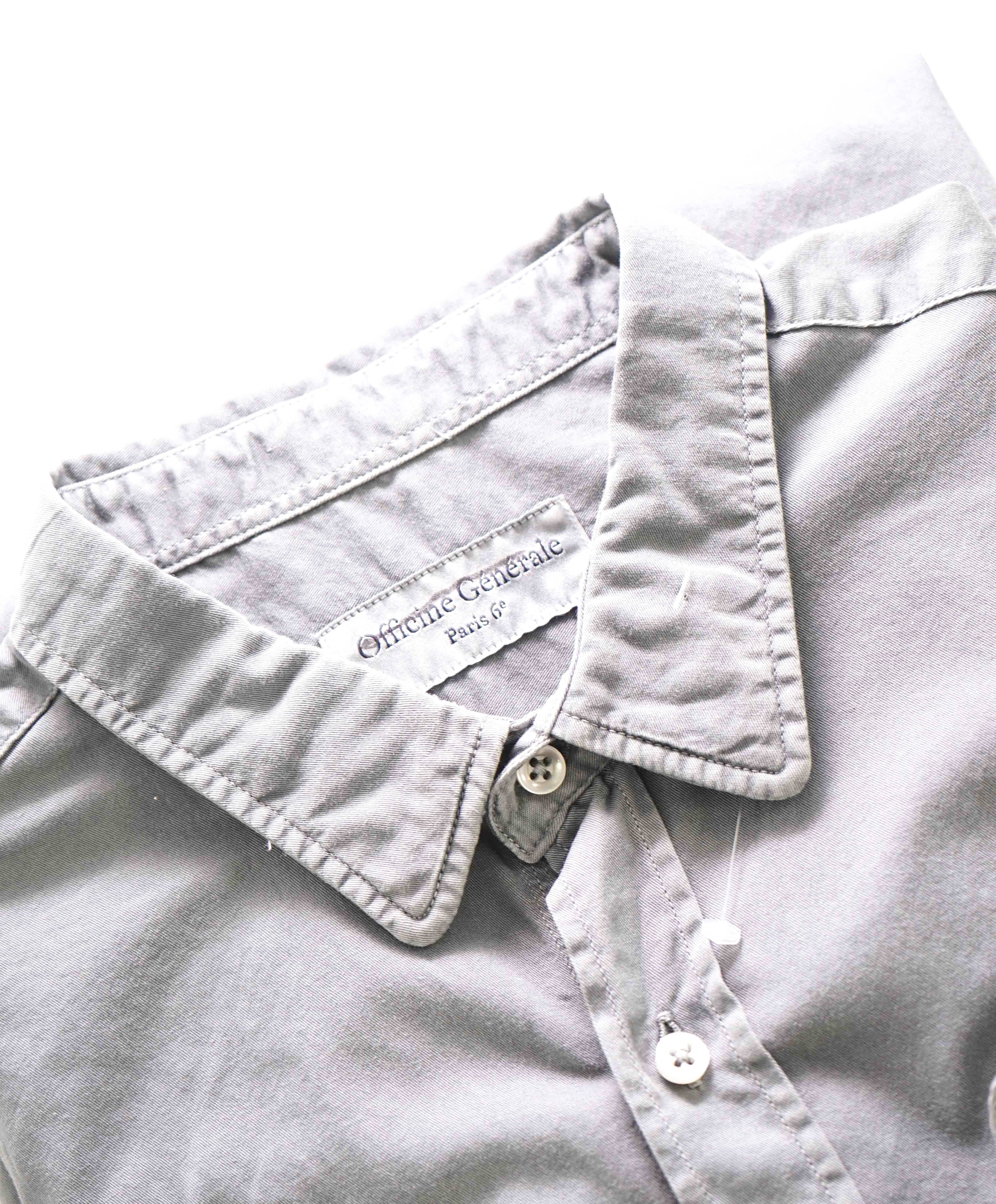 $340 OFFICINE GENERALE - PARIS 6E Cotton Point Collar Washed Collar Shirt - M