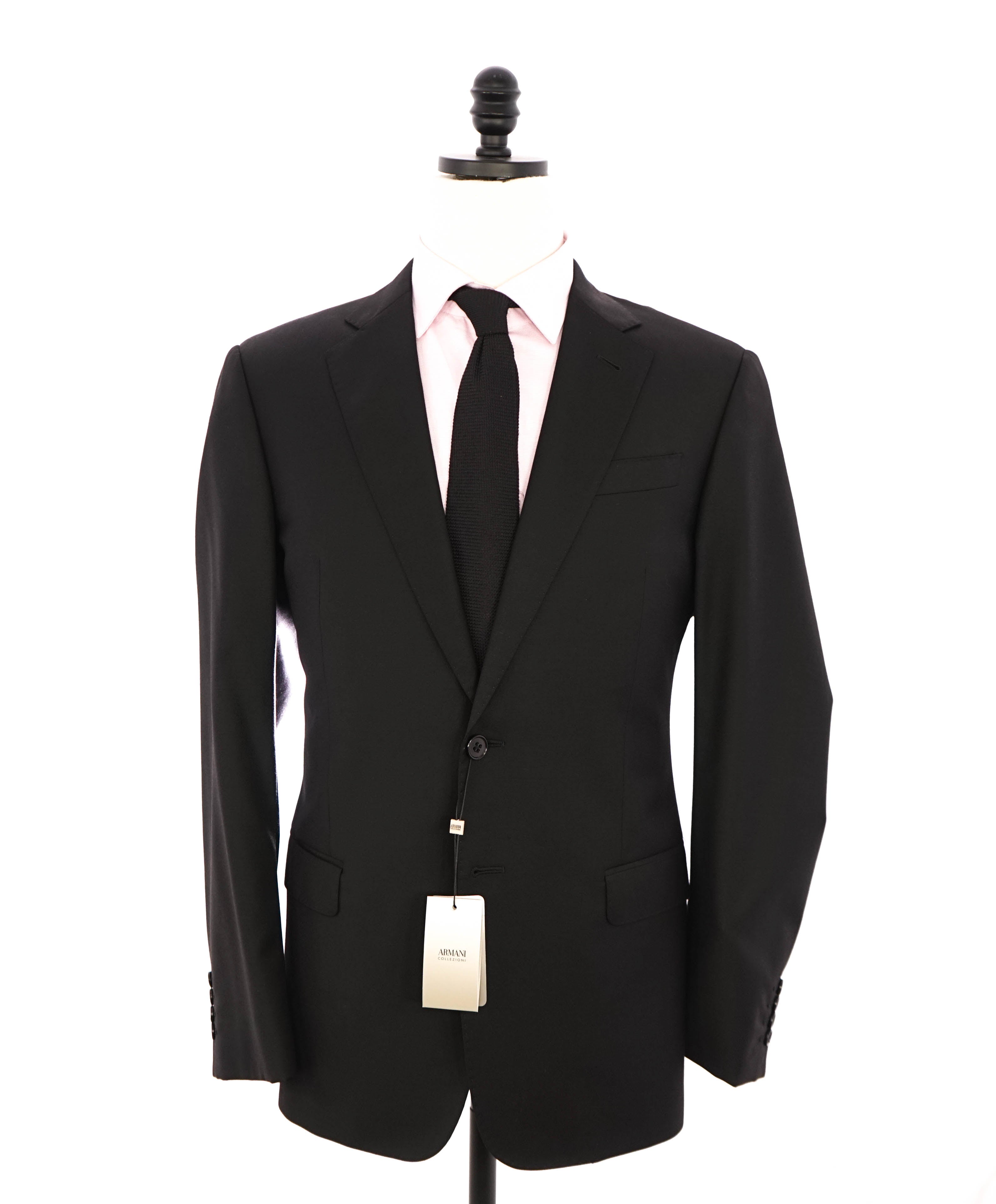 ARMANI COLLEZIONI - "G Line" Modern Solid Black Notch Lapel Suit - 40R