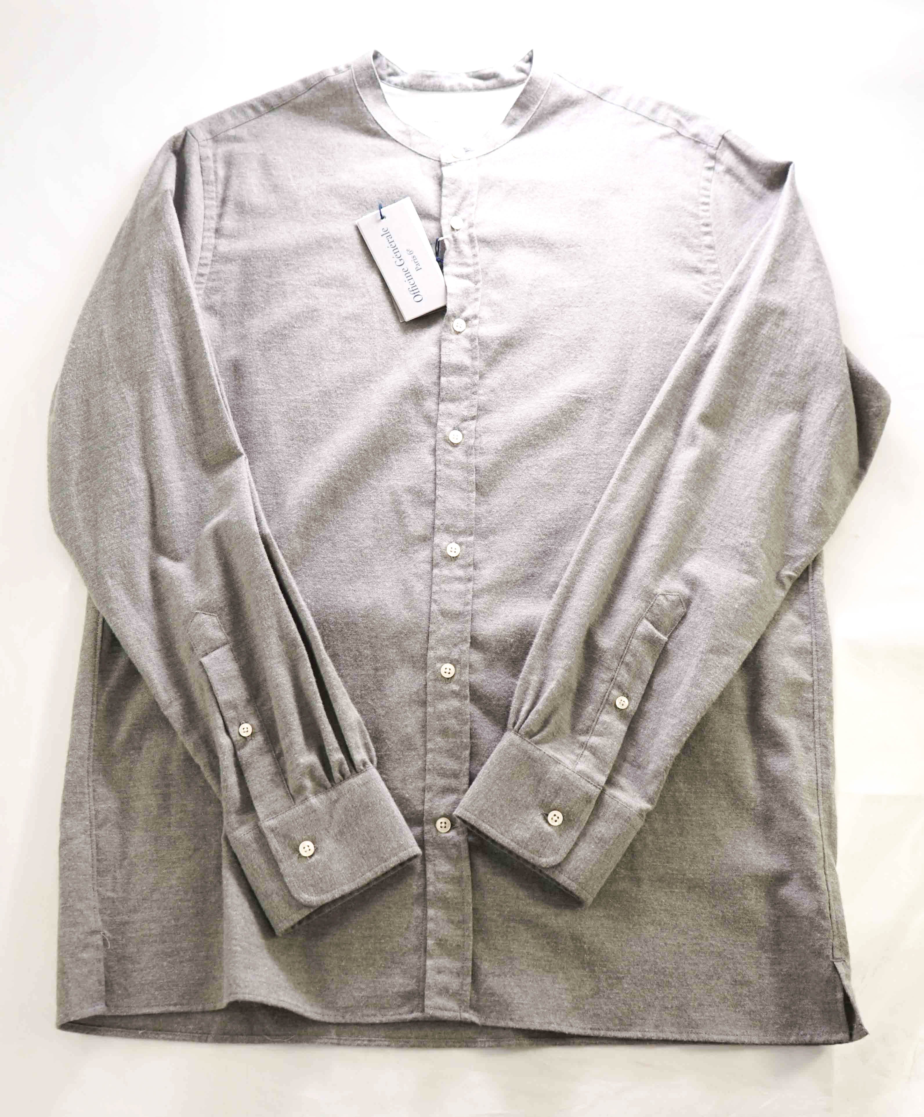 $380 OFFICINE GENERALE - PARIS 6E *Cotton/Cashmere* Band Collar Shirt - L