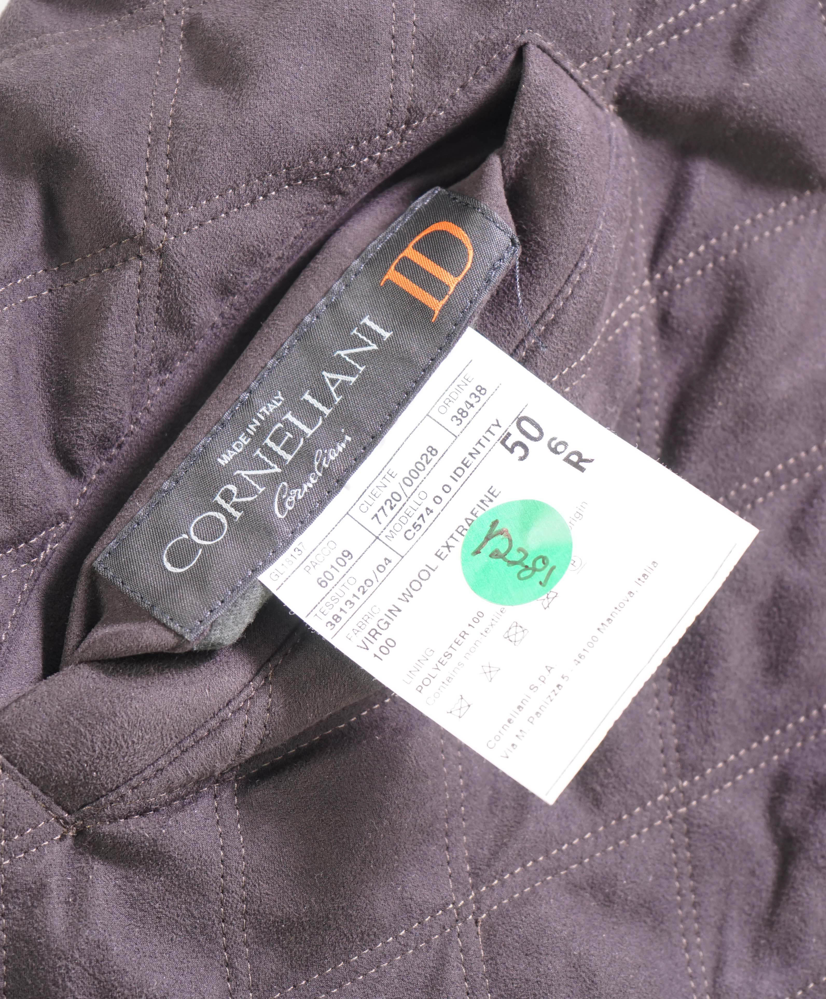 $1,595 CORNELIANI - Quilted Brown SUEDE & Blue Wool Reversible Vest - 40R