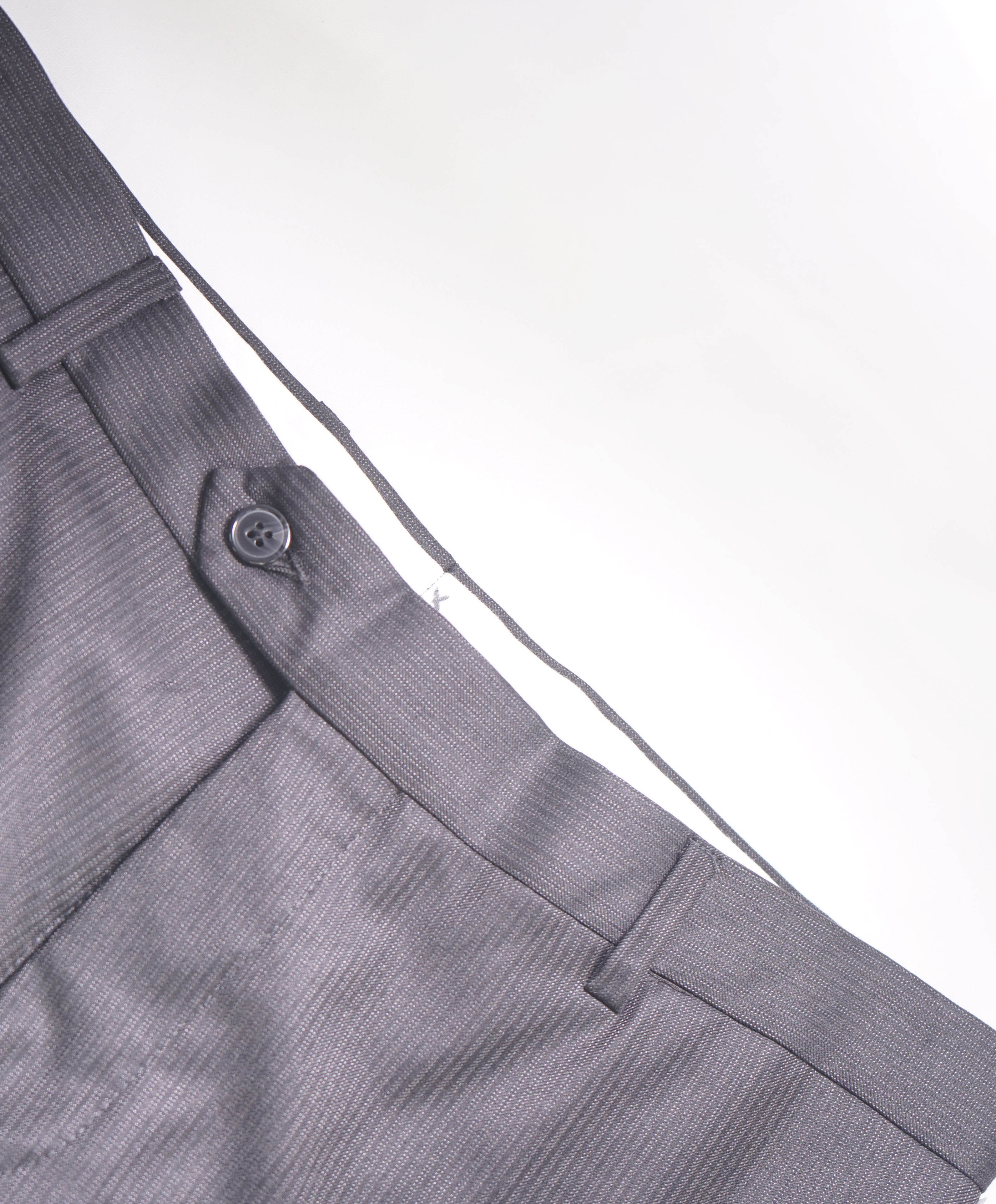 SAKS FIFTH AVE - Super 100's Gray Textured Flat Front Dress Pants - 33W