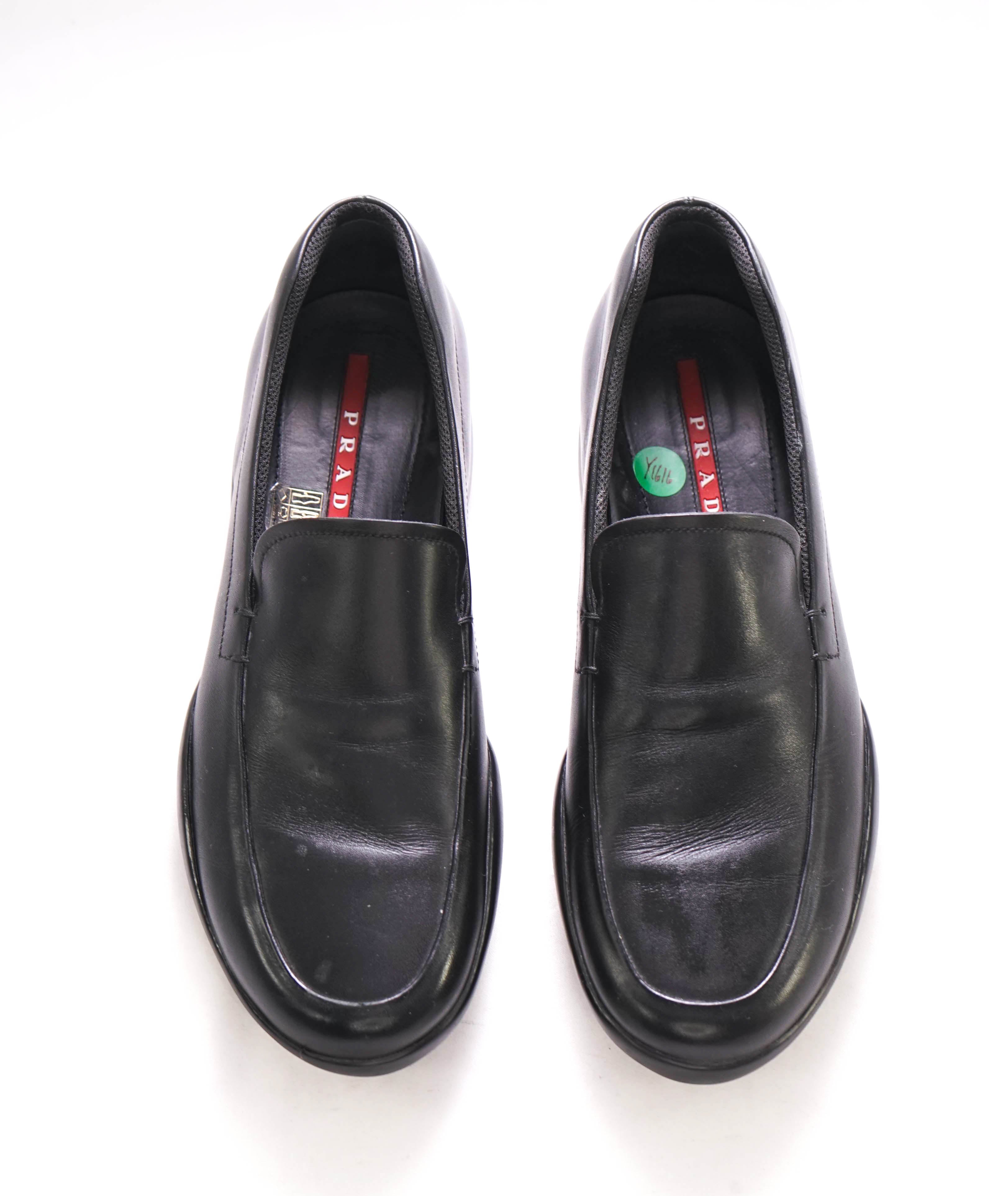 $795 PRADA - *LINEA ROSSA* Black Slip On Logo Vamp Loafer - 8.5 US (7.5 Prada)