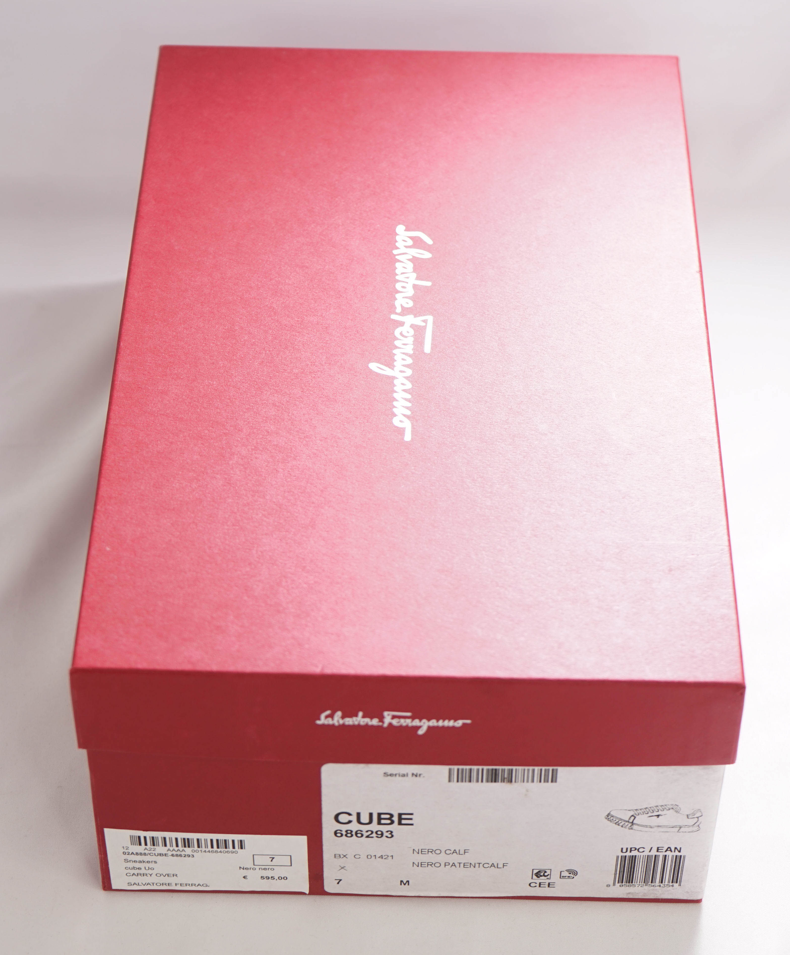 $750 SALVATORE FERRAGAMO - *CUBE* Black Gancini Sneaker - 7M US