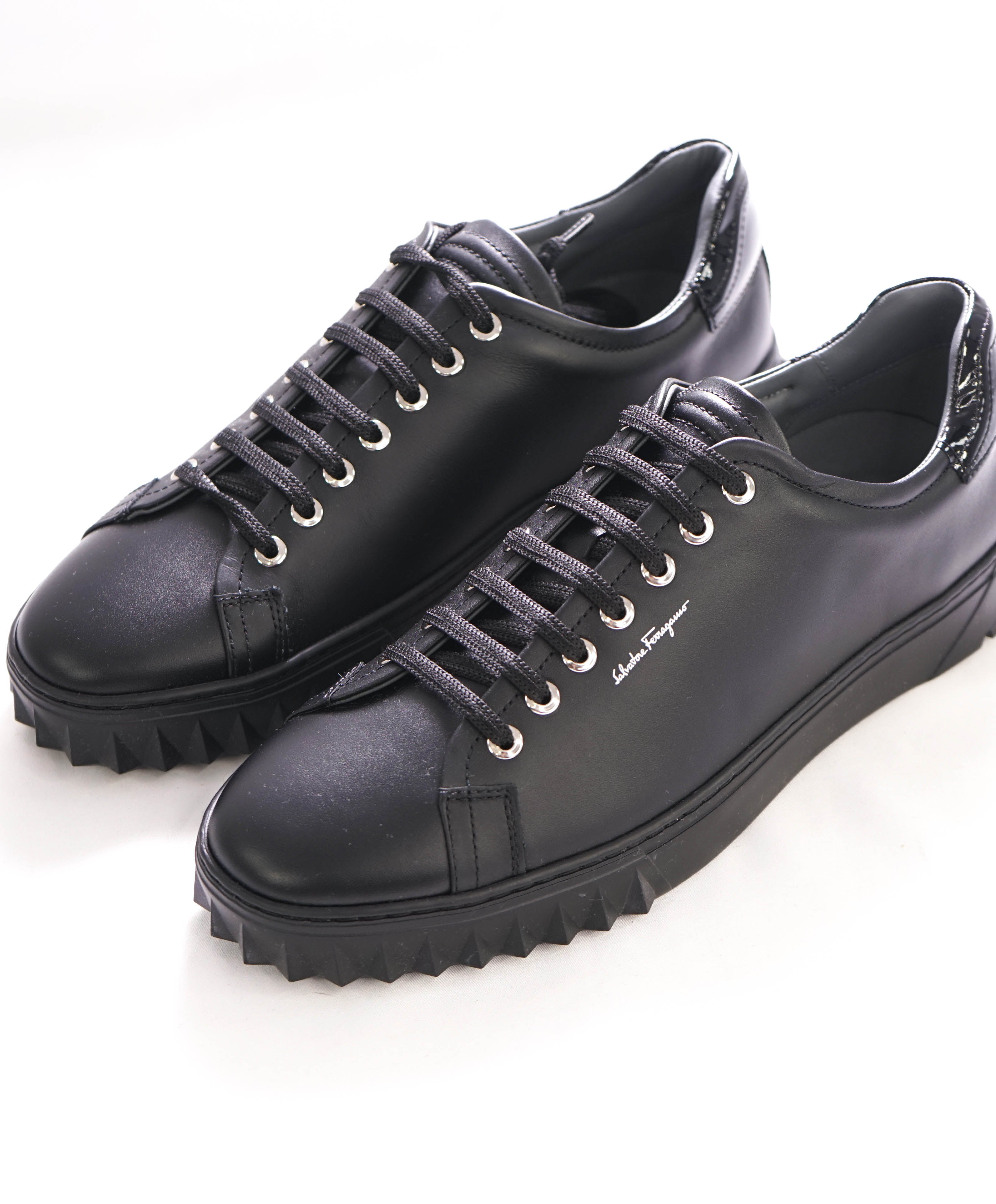 $750 SALVATORE FERRAGAMO - *CUBE* Black Gancini Sneaker - 7M US
