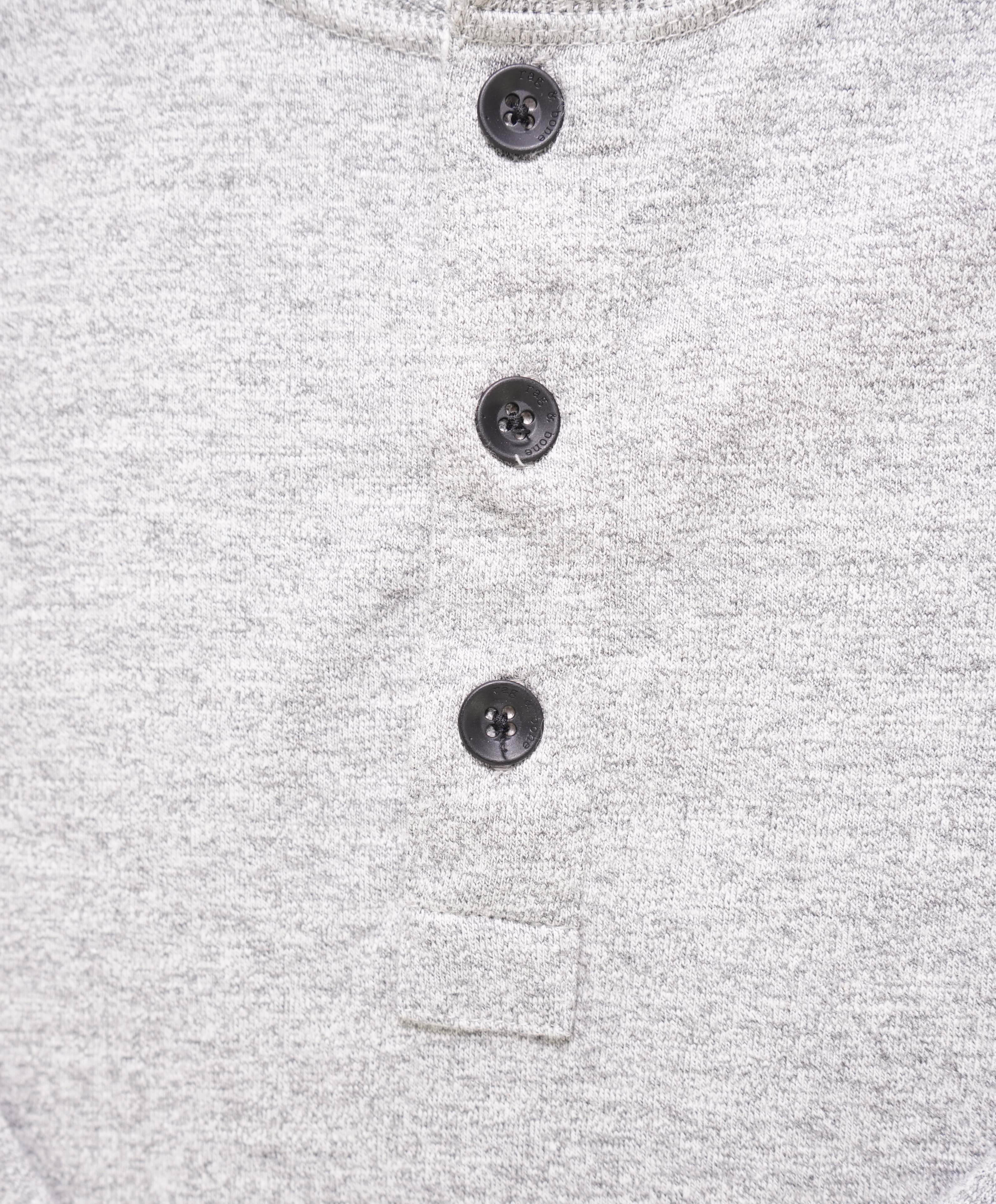 $165 RAG & BONE - Henley Gray Logo Stitch Sleeve Cuff - SMALL S/P