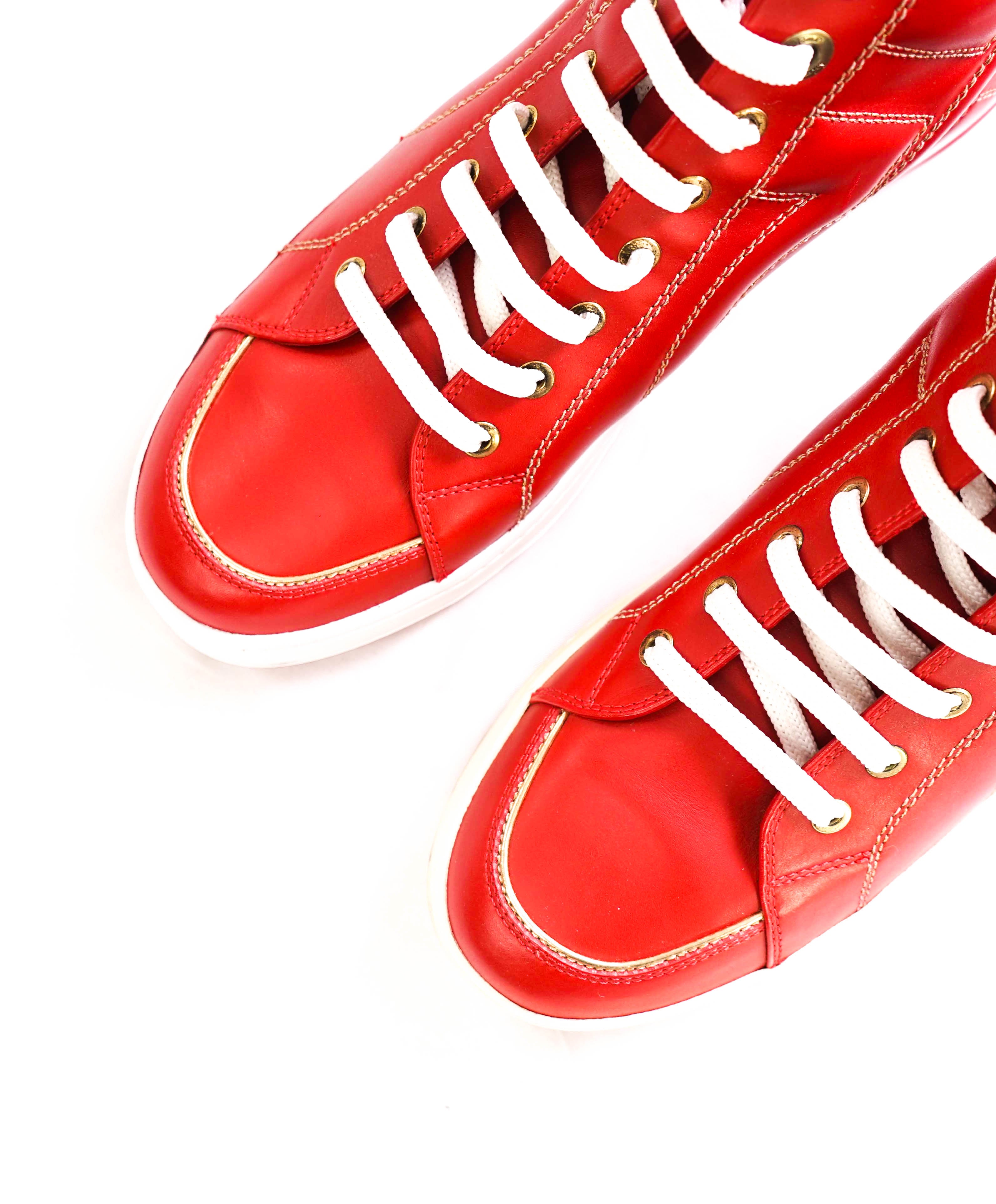$800 SALVATORE FERRAGAMO - *GANCINI* NICKY Red Hightop Leather Sneaker - 8EE US