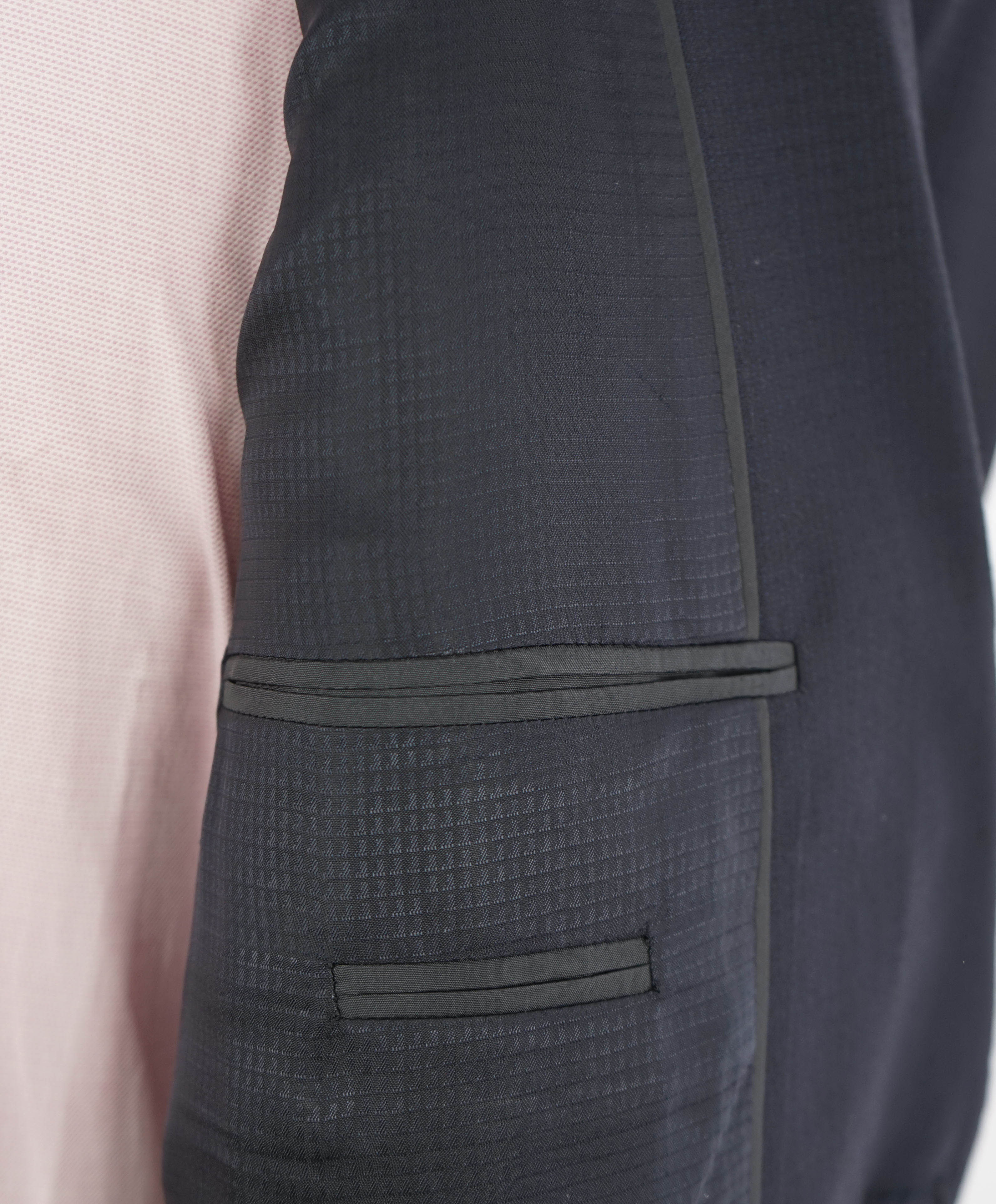 ARMANI COLLEZIONI - “M Line” Micro Check Navy Blue Suit - 46R