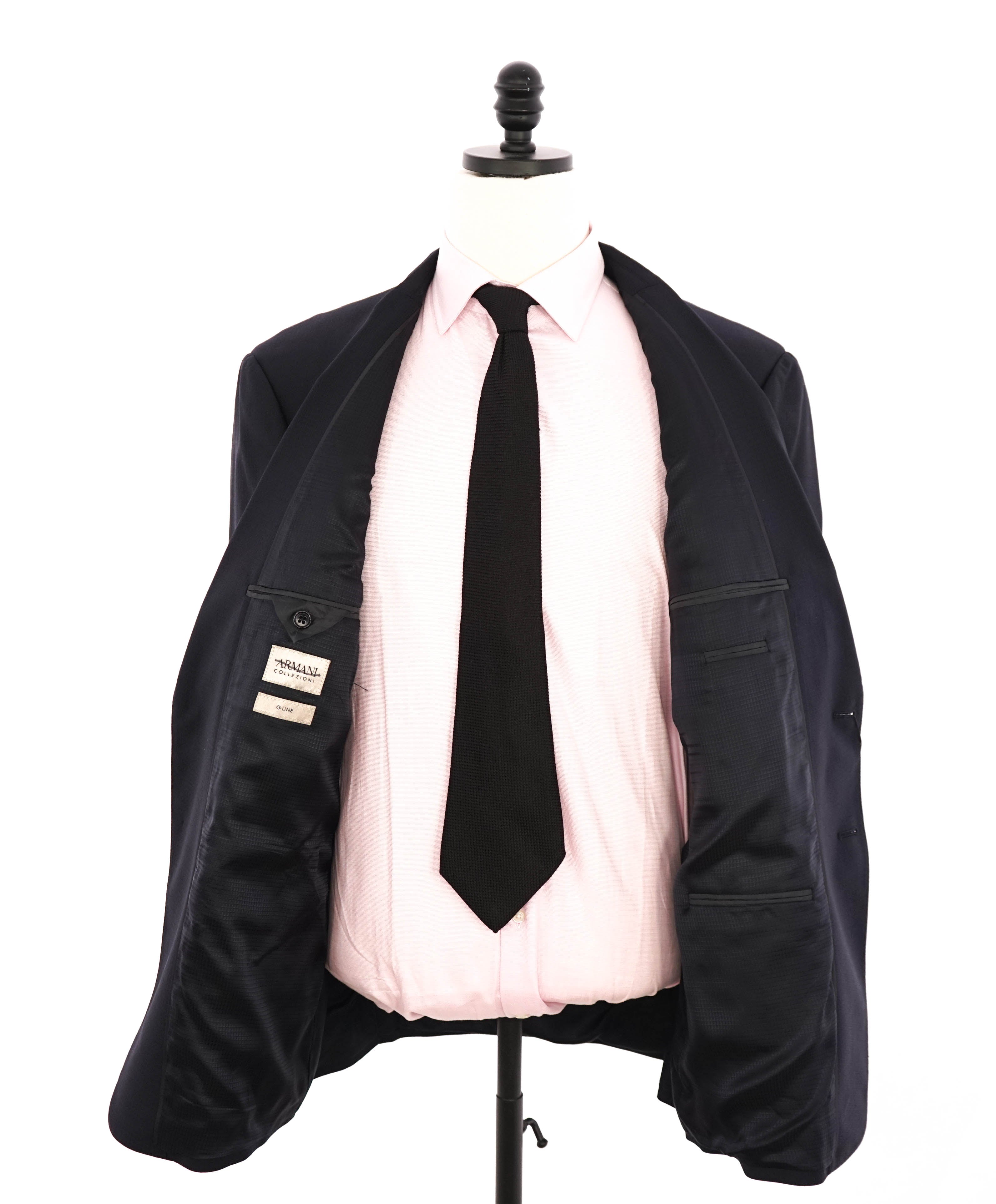 ARMANI COLLEZIONI - “M Line” Micro Check Navy Blue Suit - 46R