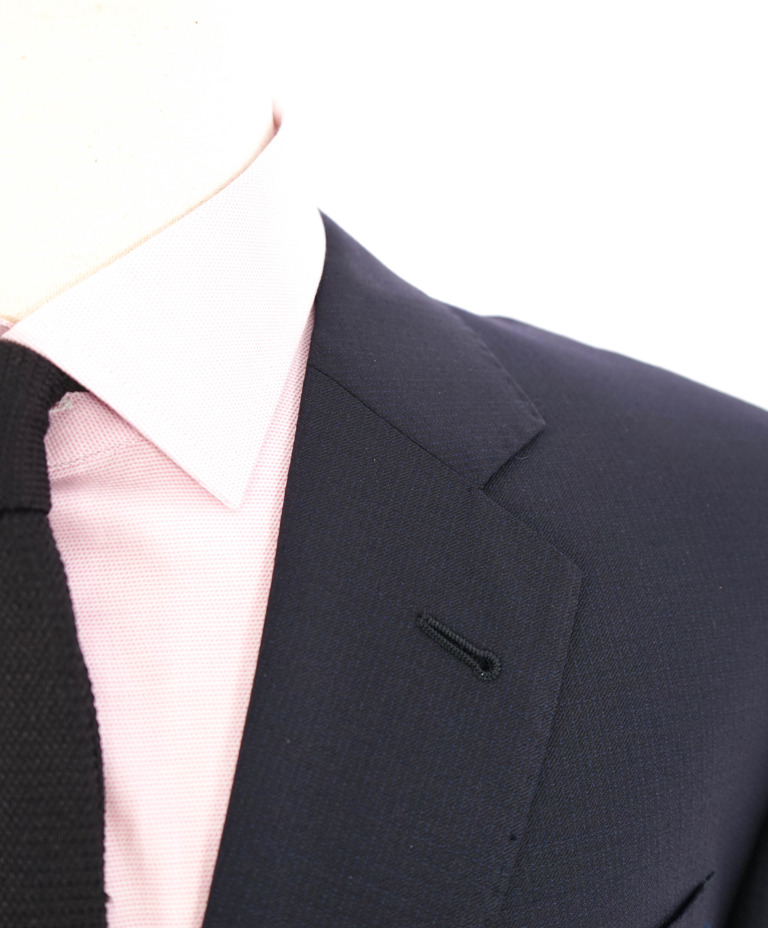 ARMANI COLLEZIONI - “M Line” Micro Check Navy Blue Suit - 46R