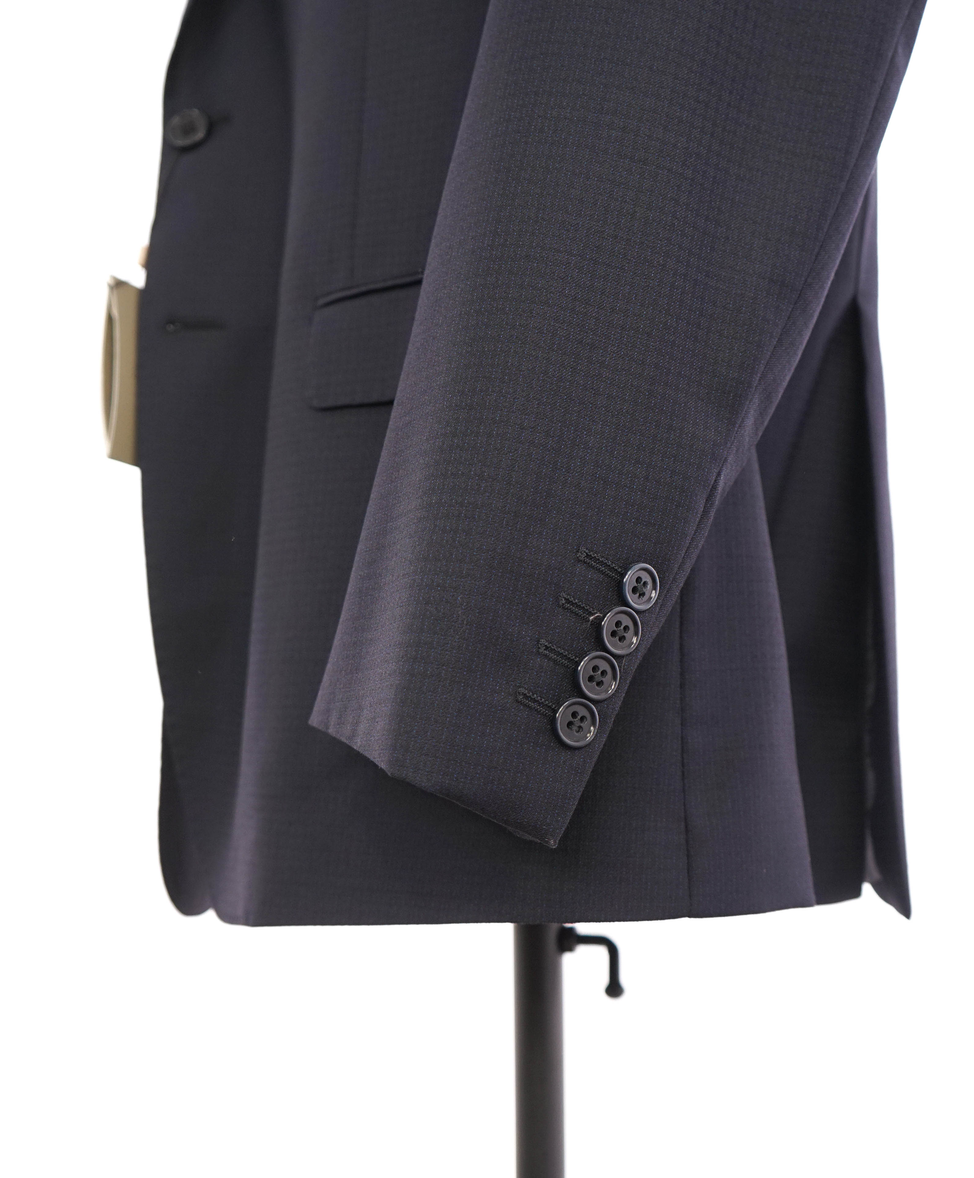 ARMANI COLLEZIONI - “M Line” Micro Check Navy Blue Suit - 46R