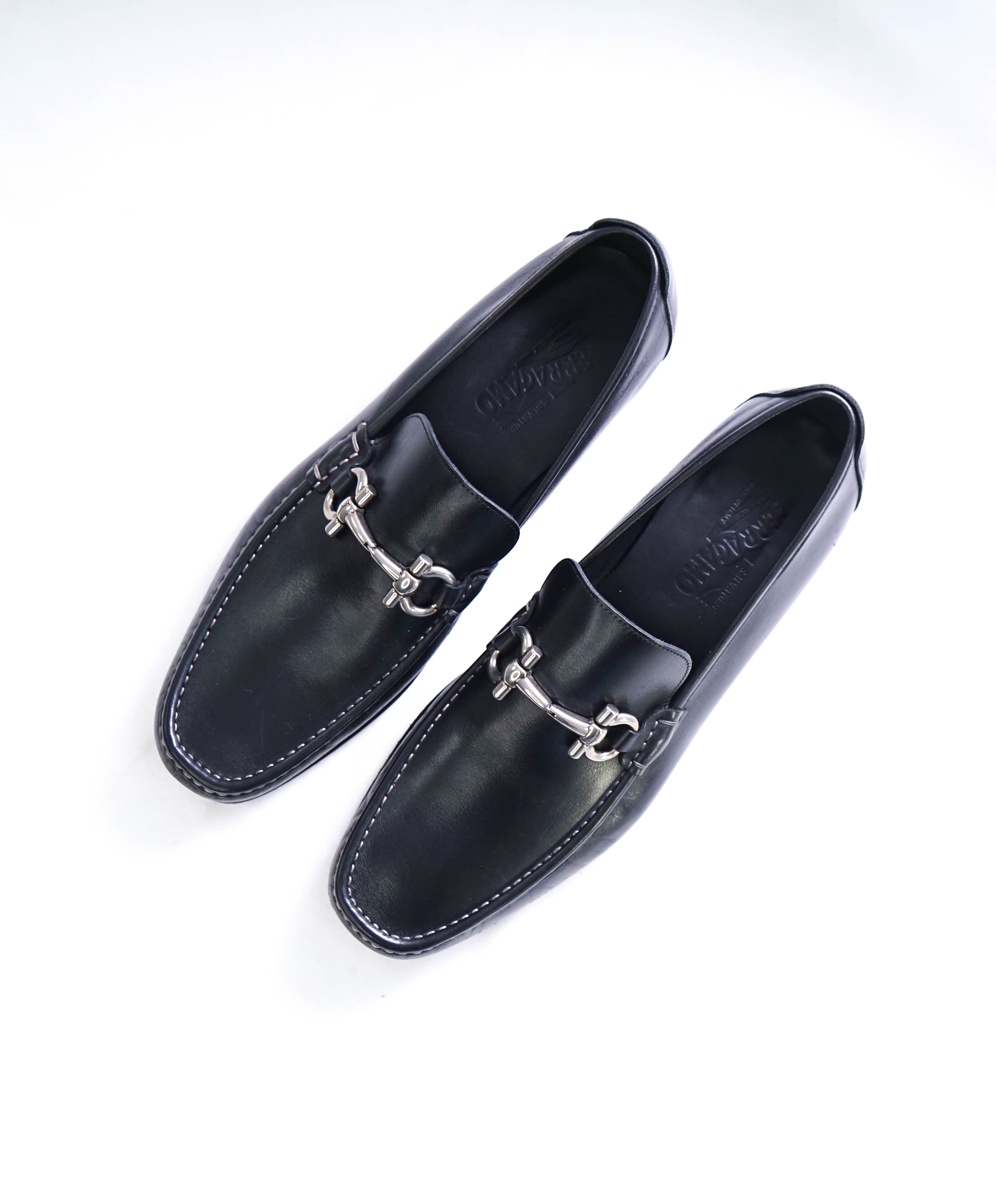 $700 SALVATORE FERRAGAMO - "GIORDANO" Black Leather Loafer- 12 EE