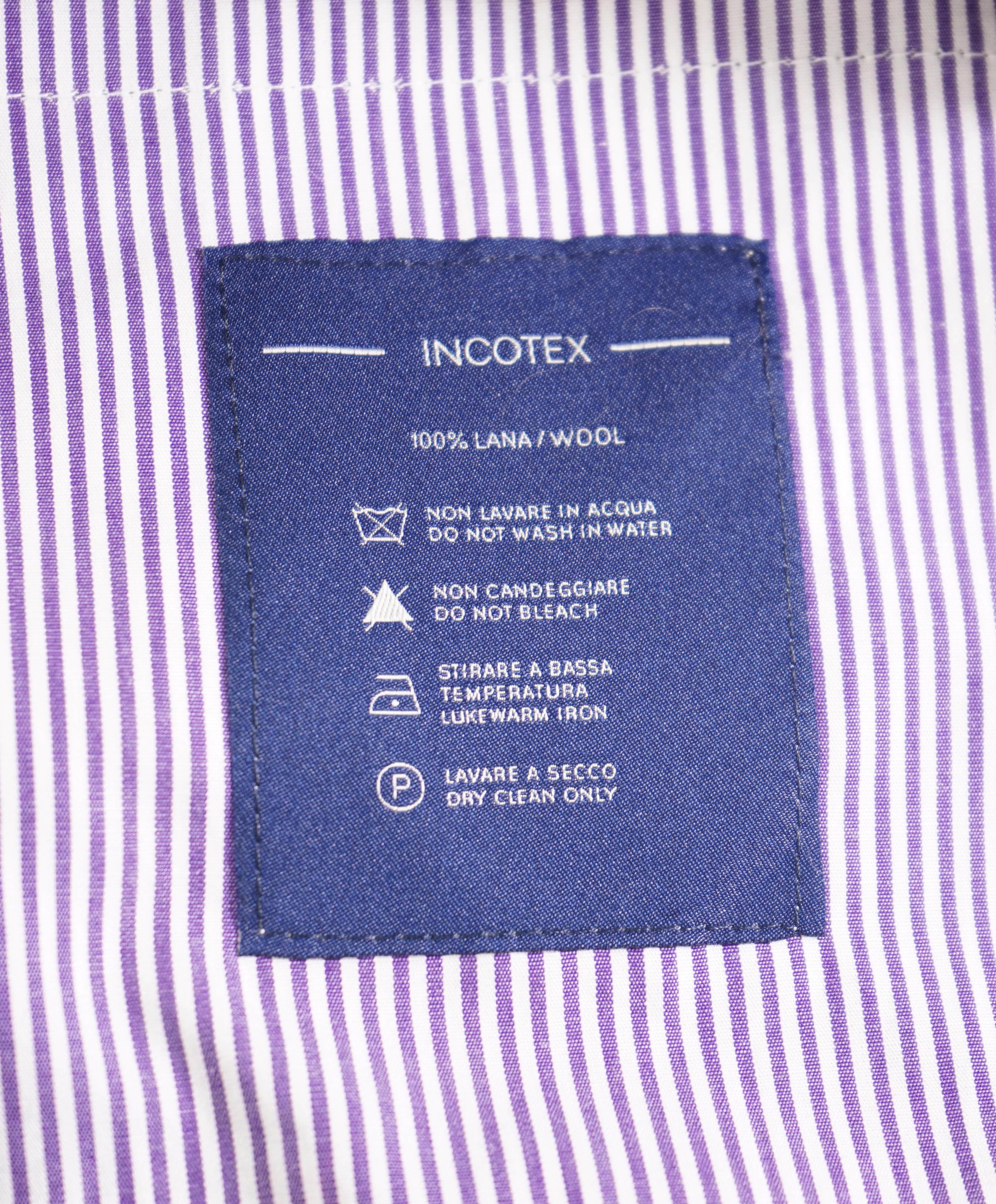 $460 INCOTEX - "SUPER 150's" Gray Flat Front Wool Dress Pants - 38W