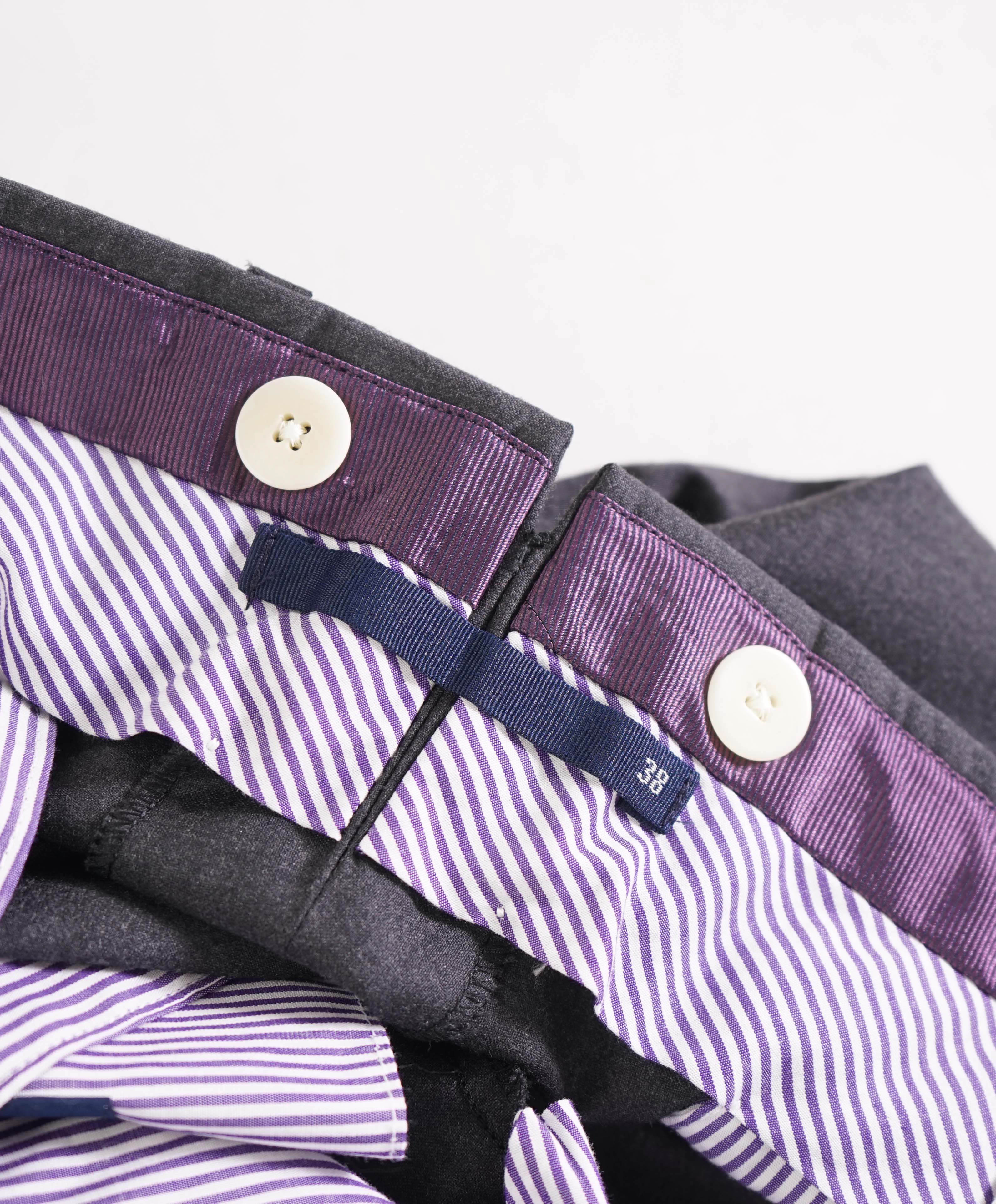 $460 INCOTEX - "SUPER 150's" Gray Flat Front Wool Dress Pants - 38W