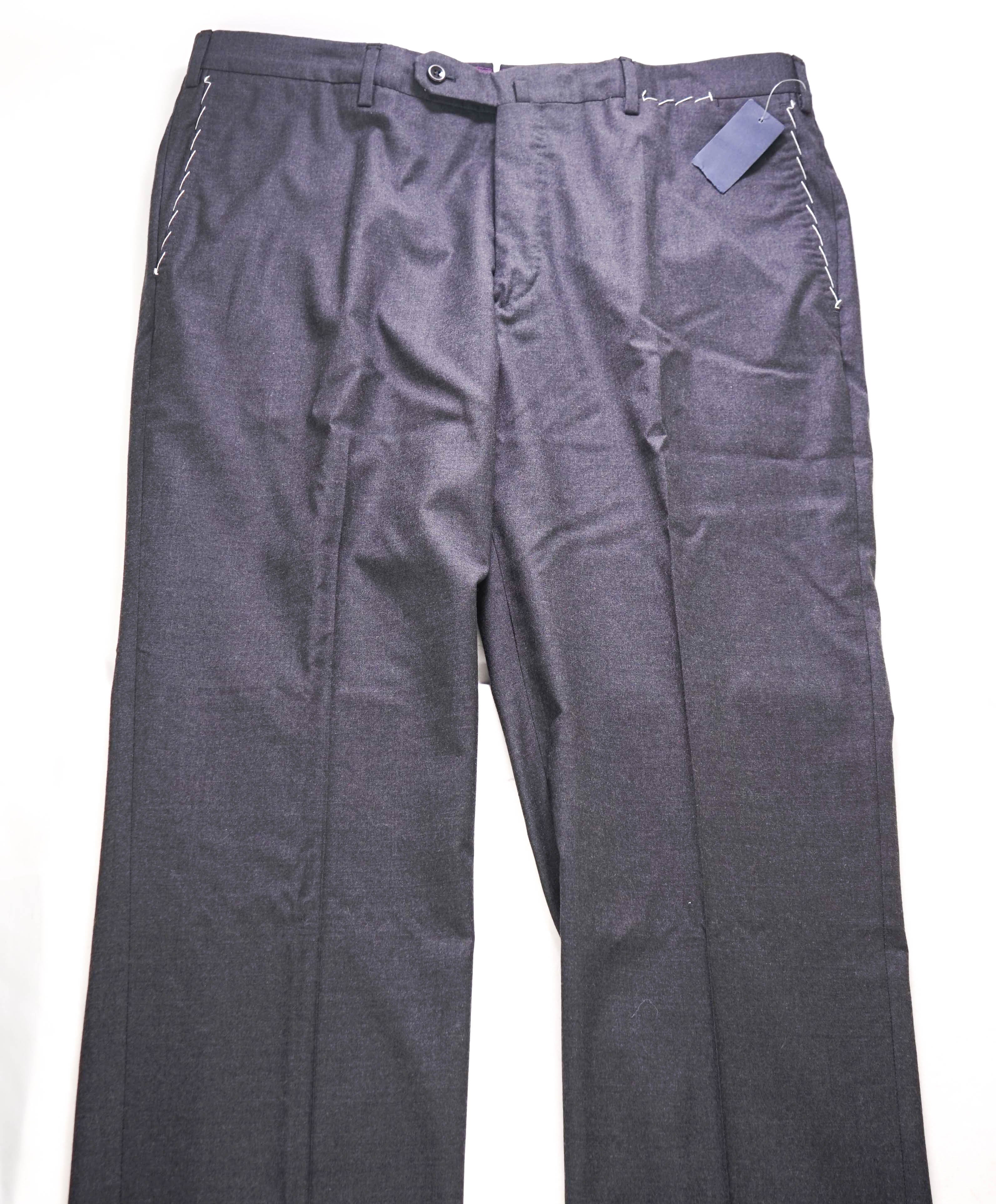 $460 INCOTEX - "SUPER 150's" Gray Flat Front Wool Dress Pants - 38W