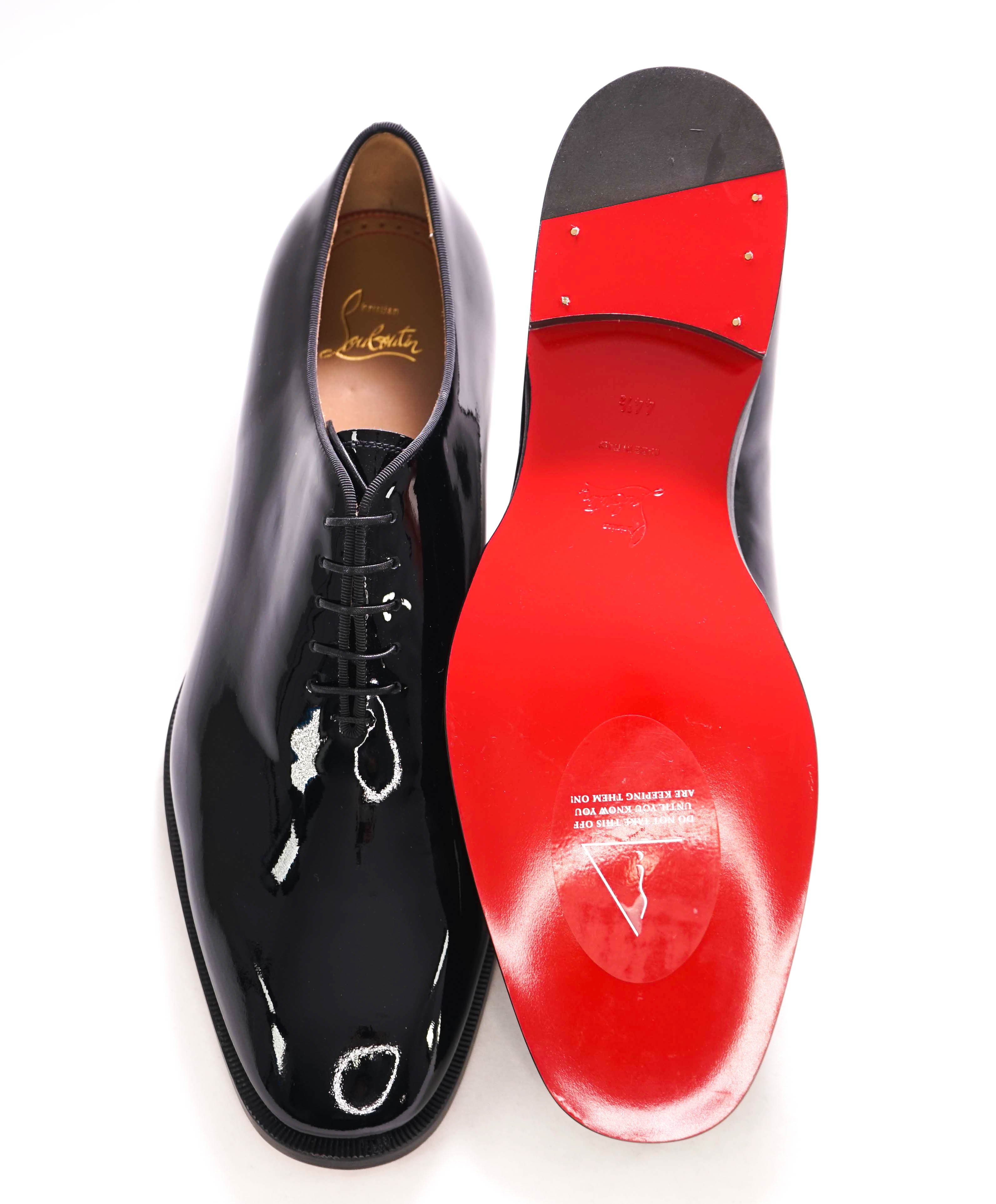 $1,145 CHRISTIAN LOUBOUTIN - *CORTEO* Black Patent Leather Oxfords - 11.5 US (44.5EU)