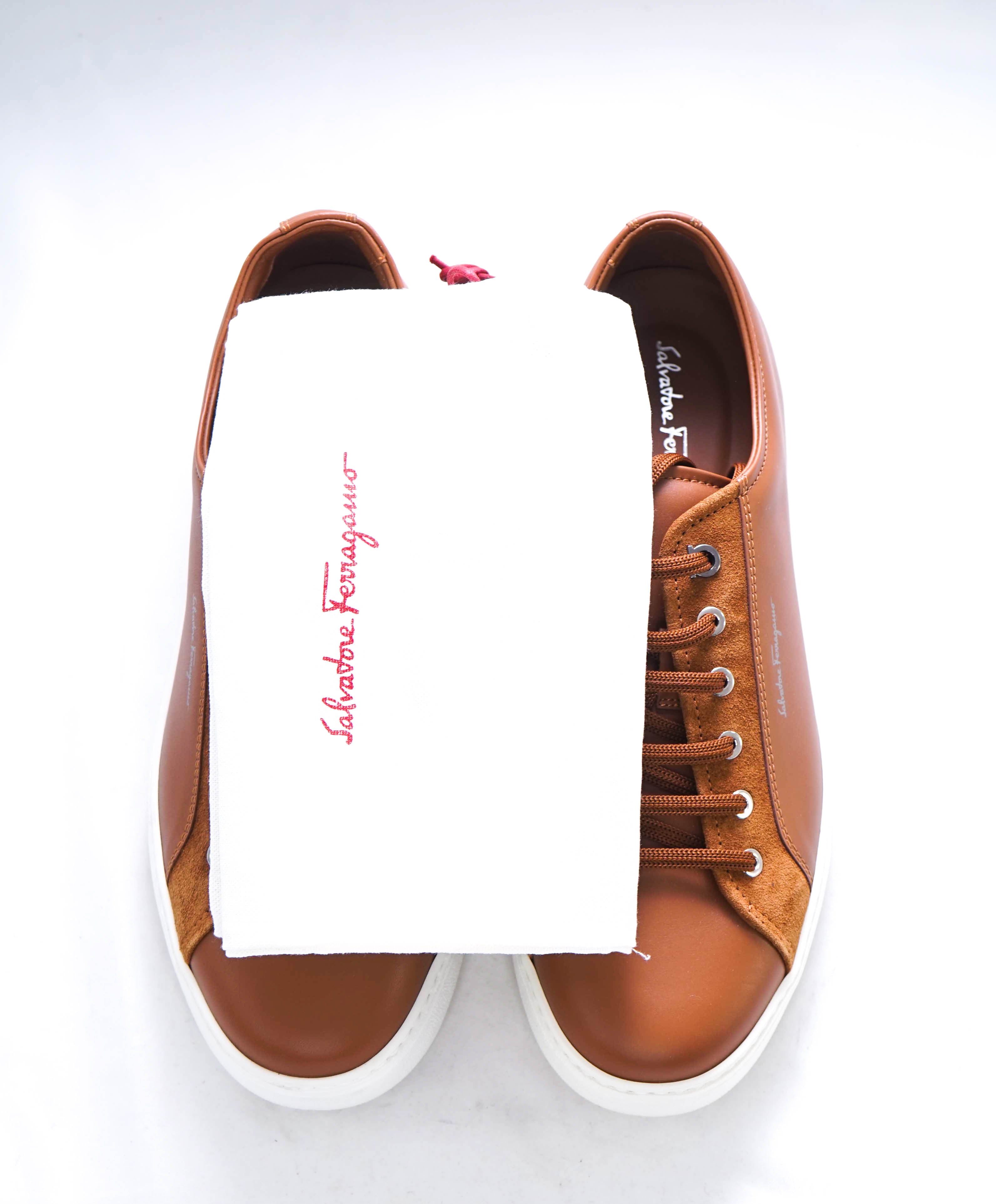 $750 SALVATORE FERRAGAMO - *RAMBLAS* White/Neutral Gancini Sneaker - 9 M US