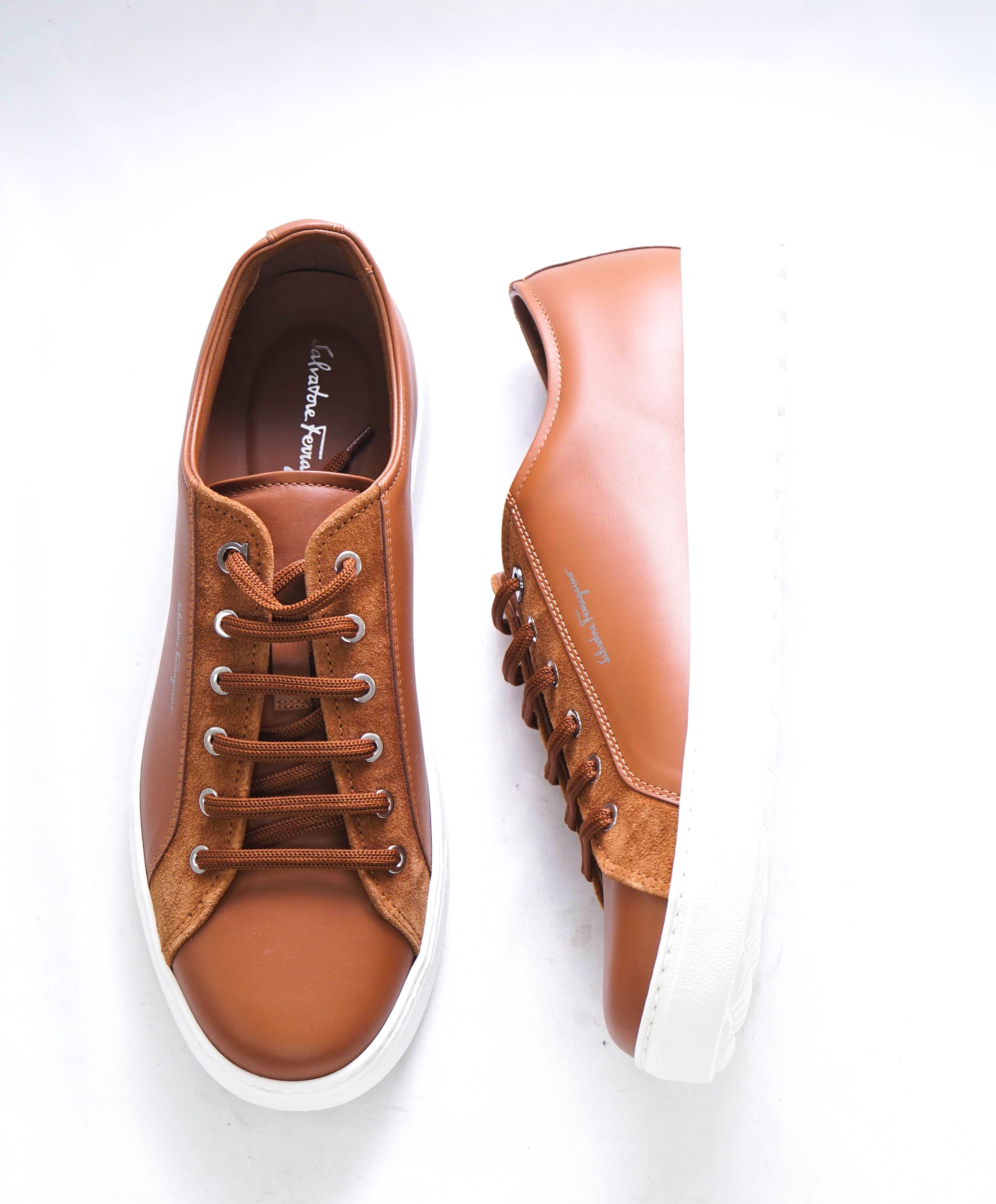 $750 SALVATORE FERRAGAMO - *RAMBLAS* White/Neutral Gancini Sneaker - 9 M US