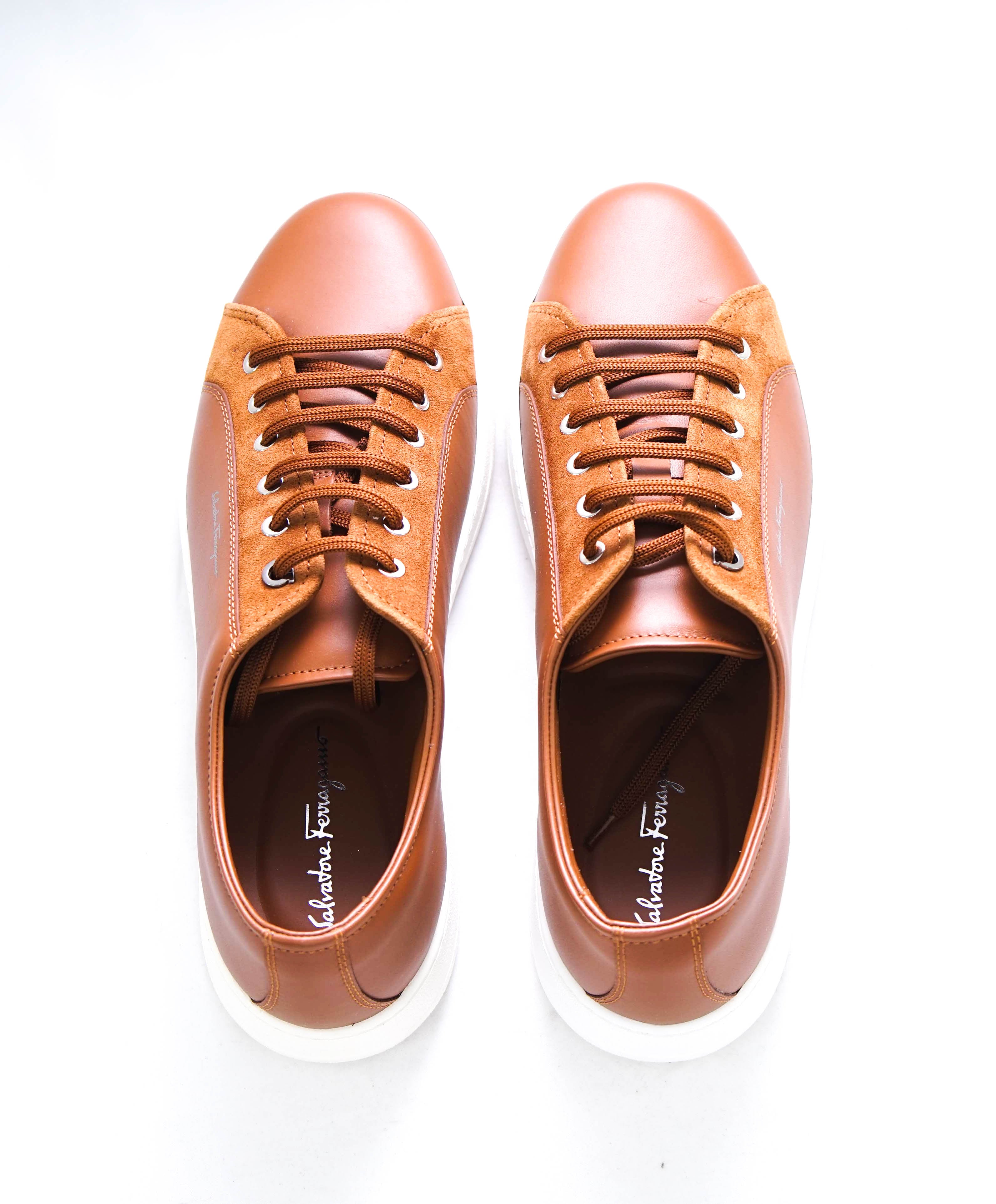 $750 SALVATORE FERRAGAMO - *RAMBLAS* White/Neutral Gancini Sneaker - 9 M US